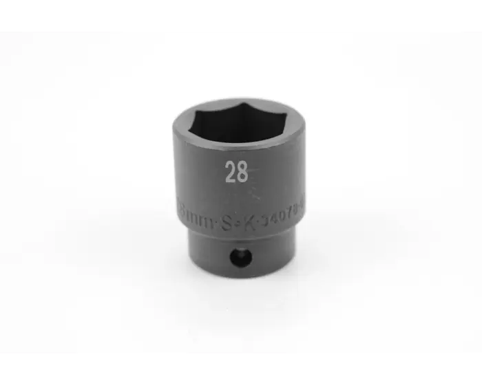 SK Hand Tools 34078 – 1/2-Inch Drive 28mm 6-Point Standard Metric Impact Socket, Black Oxide