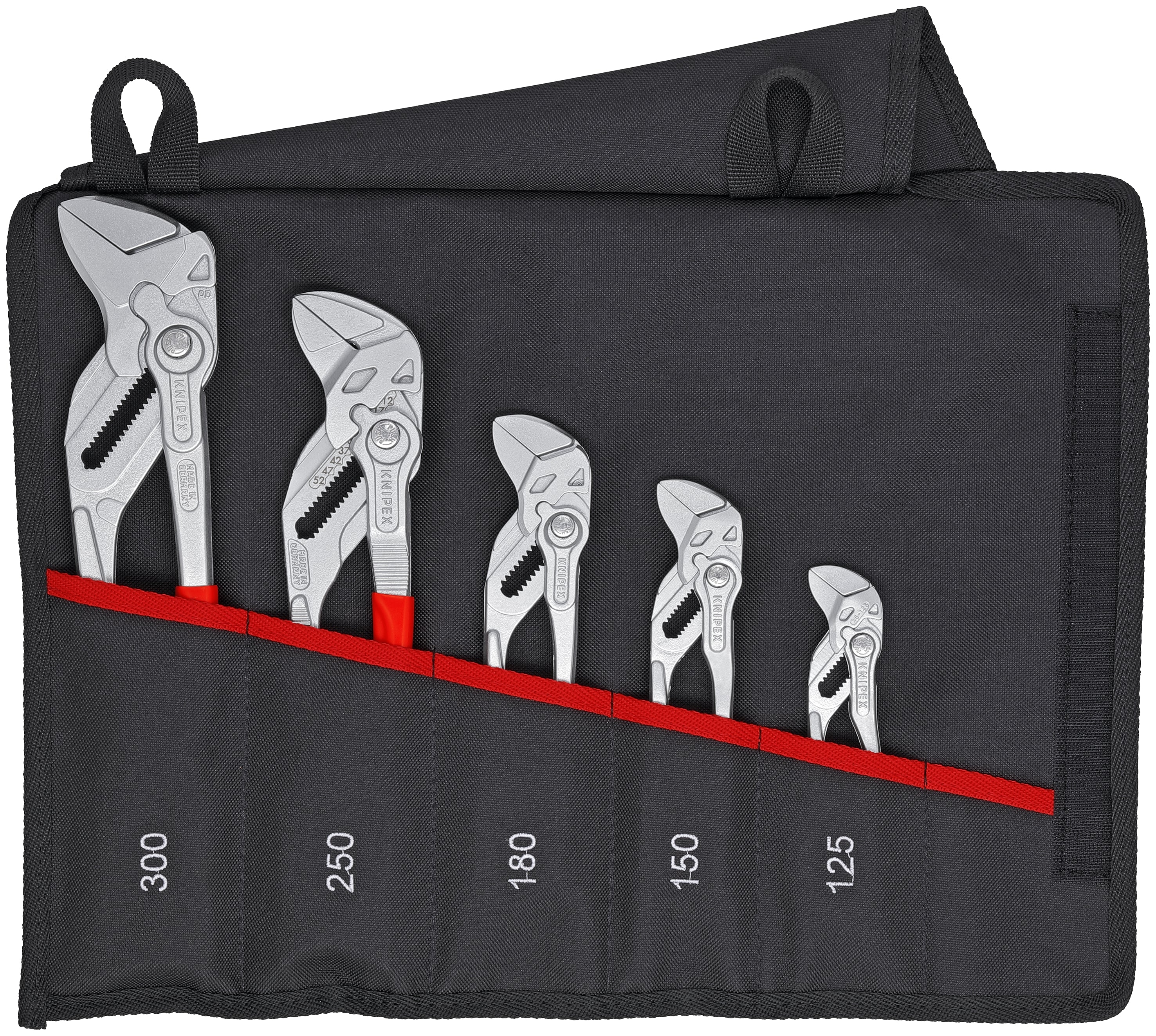 Knipex 00 19 55 S4 KN | 5 Pc Pliers Wrench Set In Tool Roll Pipe Wrench Set