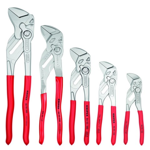 Knipex 00 19 55 S4 KN | 5 Pc Pliers Wrench Set In Tool Roll Pipe Wrench Set