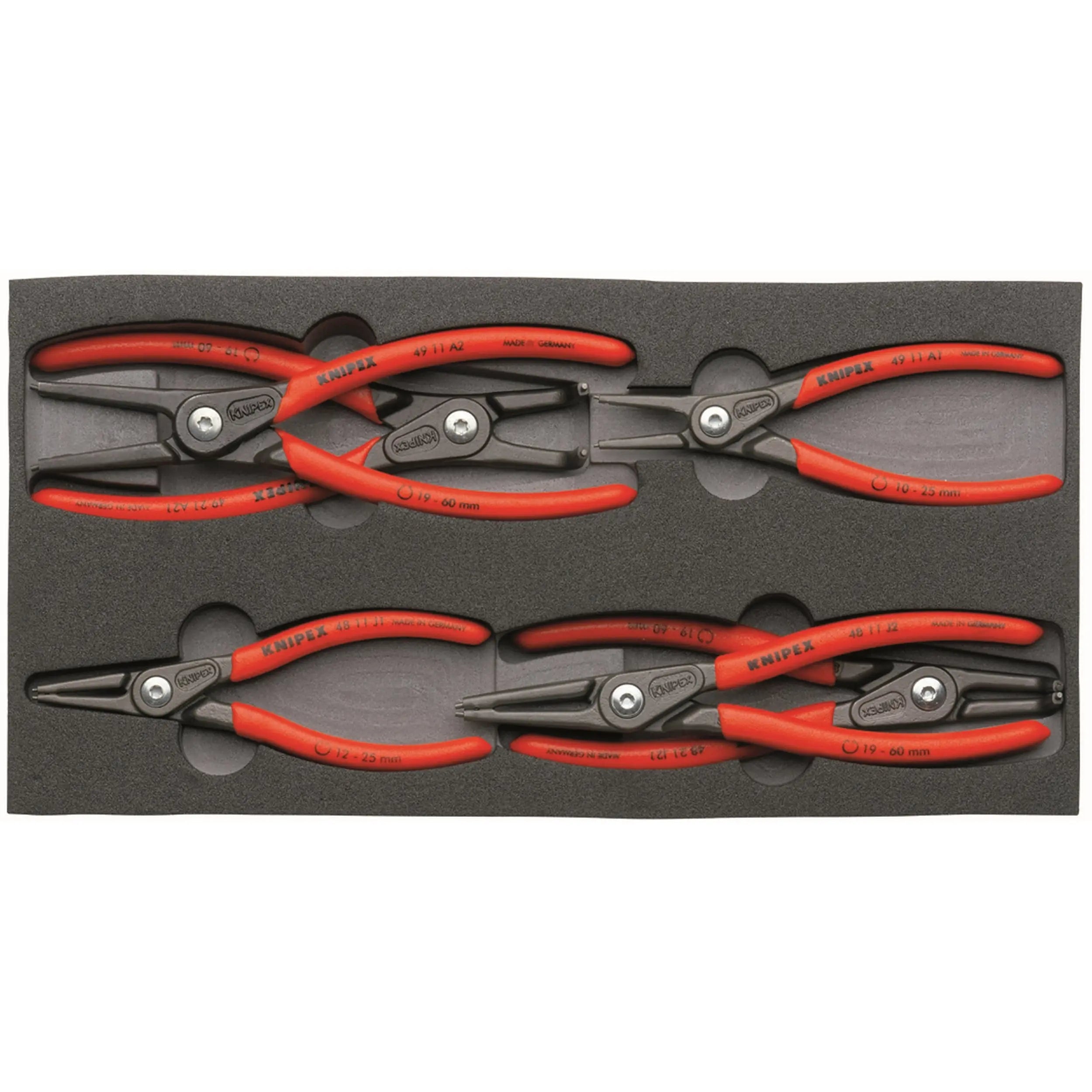 Knipex 00 20 01 V02 KN | 6 Pc Circlip Pliers Set In Foam Tray Pliers Set Knipex