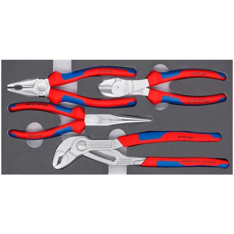 Knipex Set of 4 Chrome Pliers with Foam Tray - KN 00 20 01 V17 Knipex