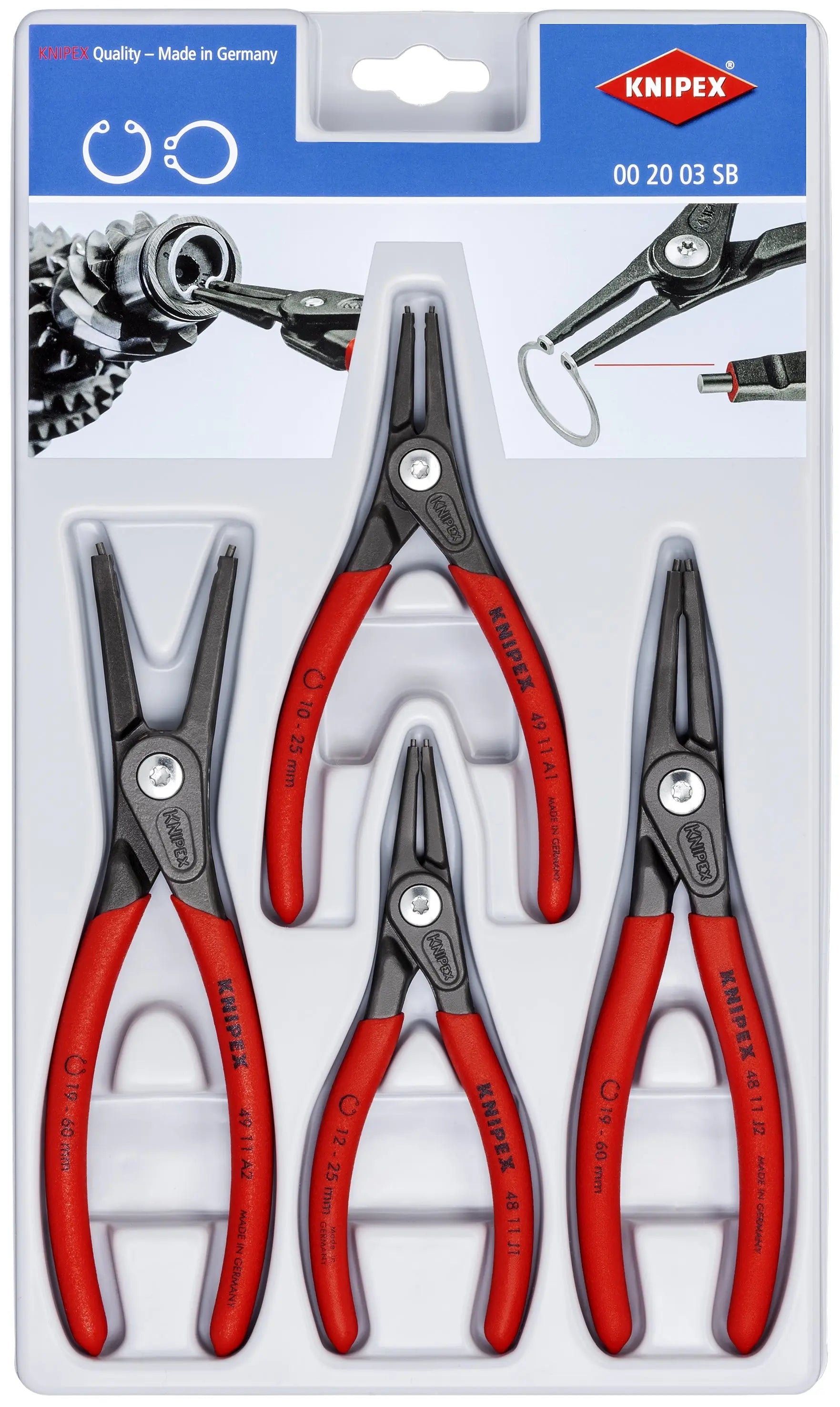 Knipex 00 20 03 SB KN | 4 Pc Precision Circlip Pliers Set Knipex