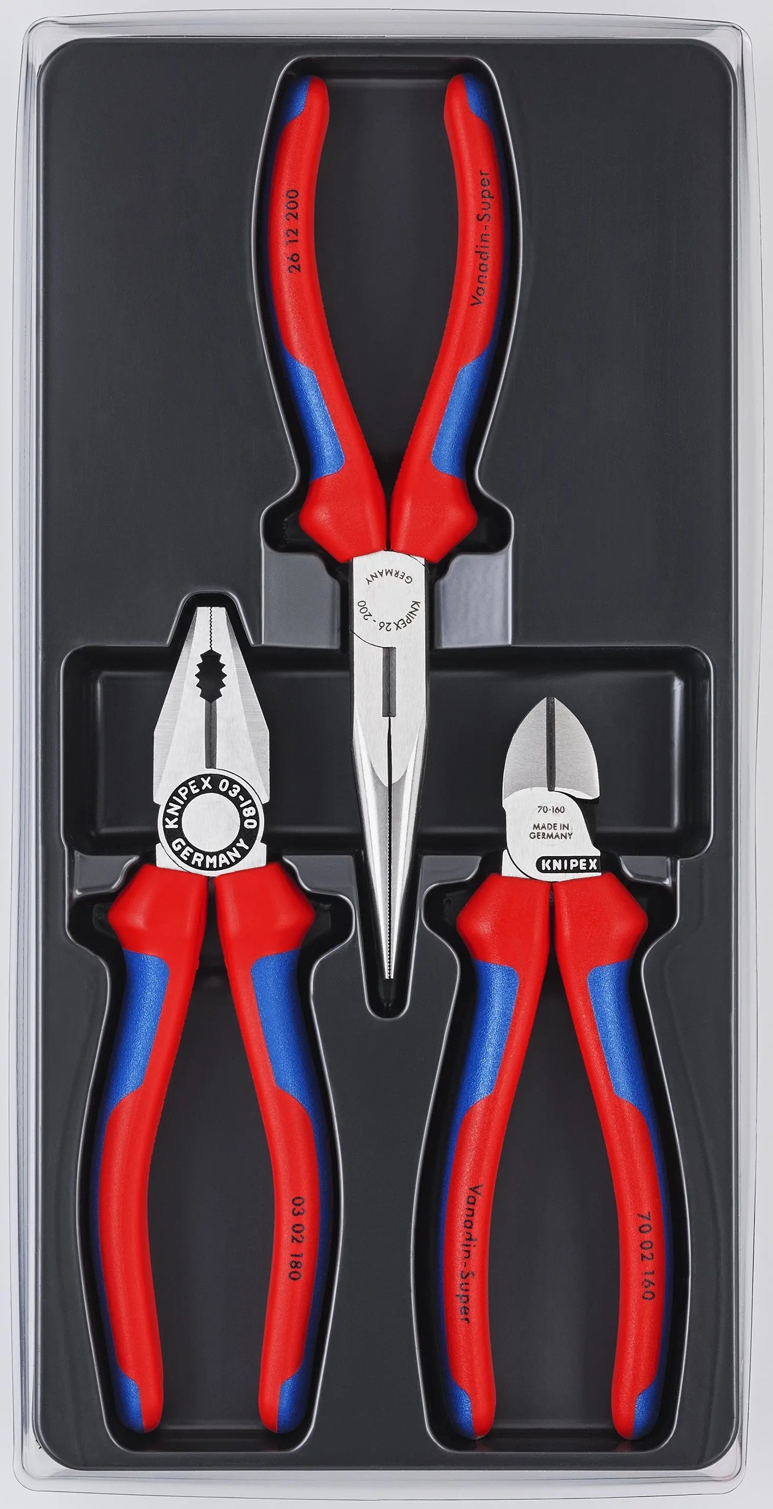 Knipex 00 20 11 KN | 3 Pc Multi-Component Combination, Long Nose, Diagonal Set Knipex