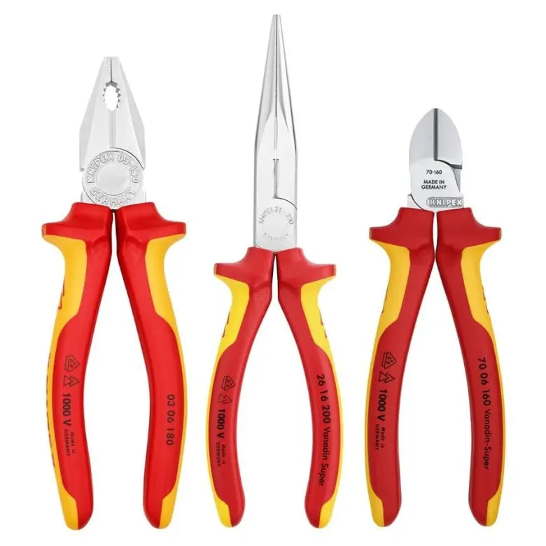 Knipex Set of 3 1000V Insulated Plier Tools - KN 00 20 12 Knipex