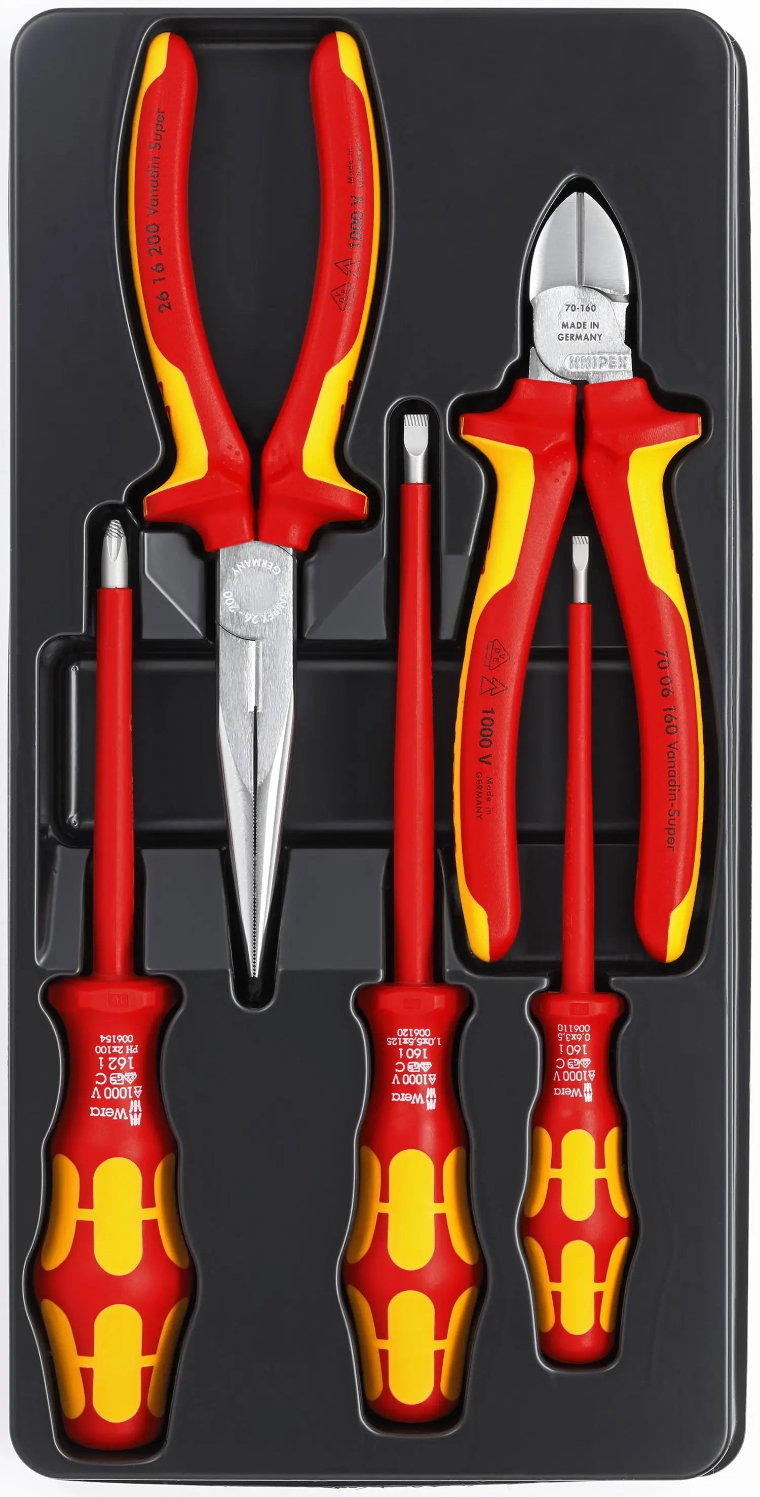 Knipex 00 20 13 KN | 5 Pc Insulated Set 2 Pliers, 3 Wera Screwdrivers Knipex