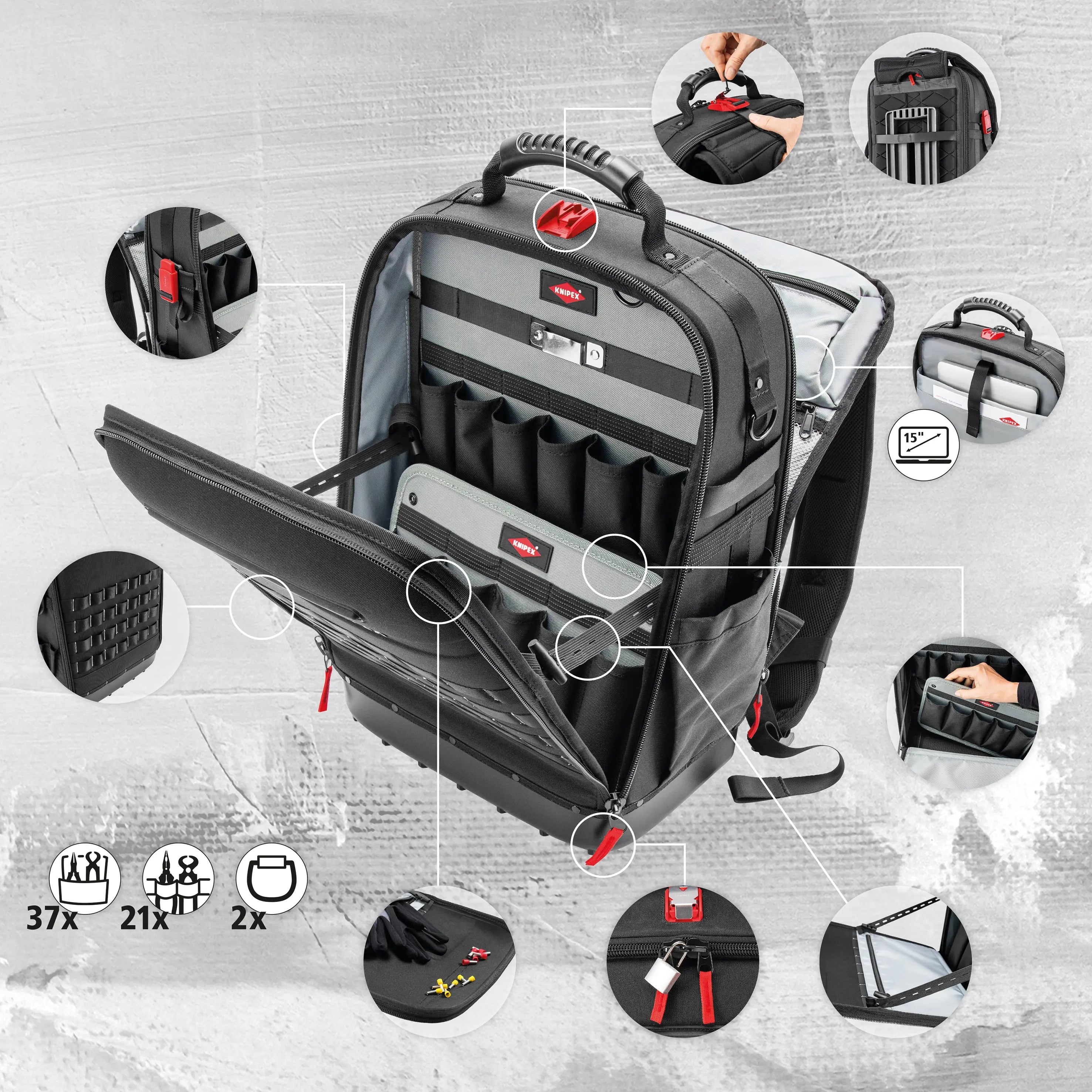 Knipex Modular X18 Empty Tool Backpack - KN 00 21 50 LE Knipex