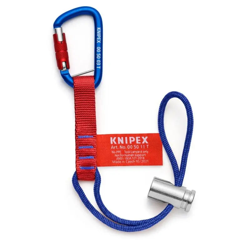 KNIPEX 18" Tool Tethering Adaptor Straps with Captive Eye Carabiner up to 13 lbs. - 00 50 13 T BKA Knipex