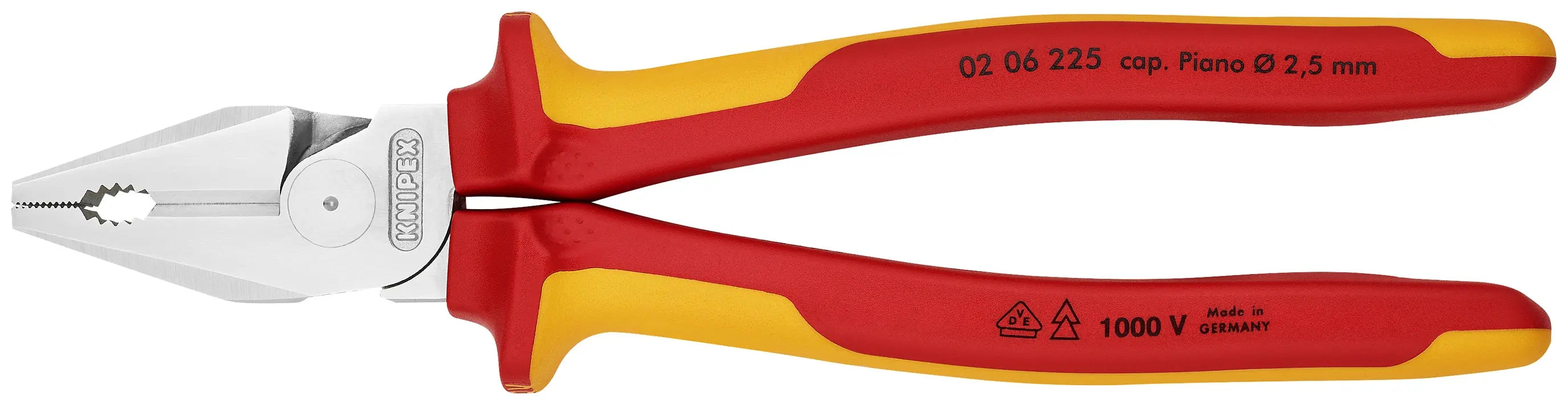 Knipex 02 06 225 KN | High Leverage Combination Pliers, Chrome, 1000V Insulated Knipex