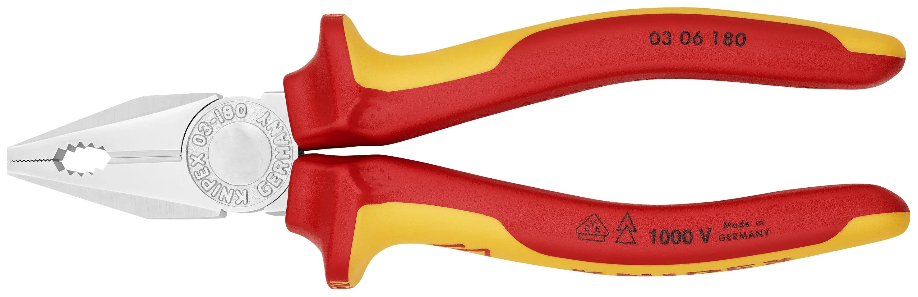 Knipex 03 06 180 KN | Combination Pliers, Chrome, 1000V Insulated Knipex