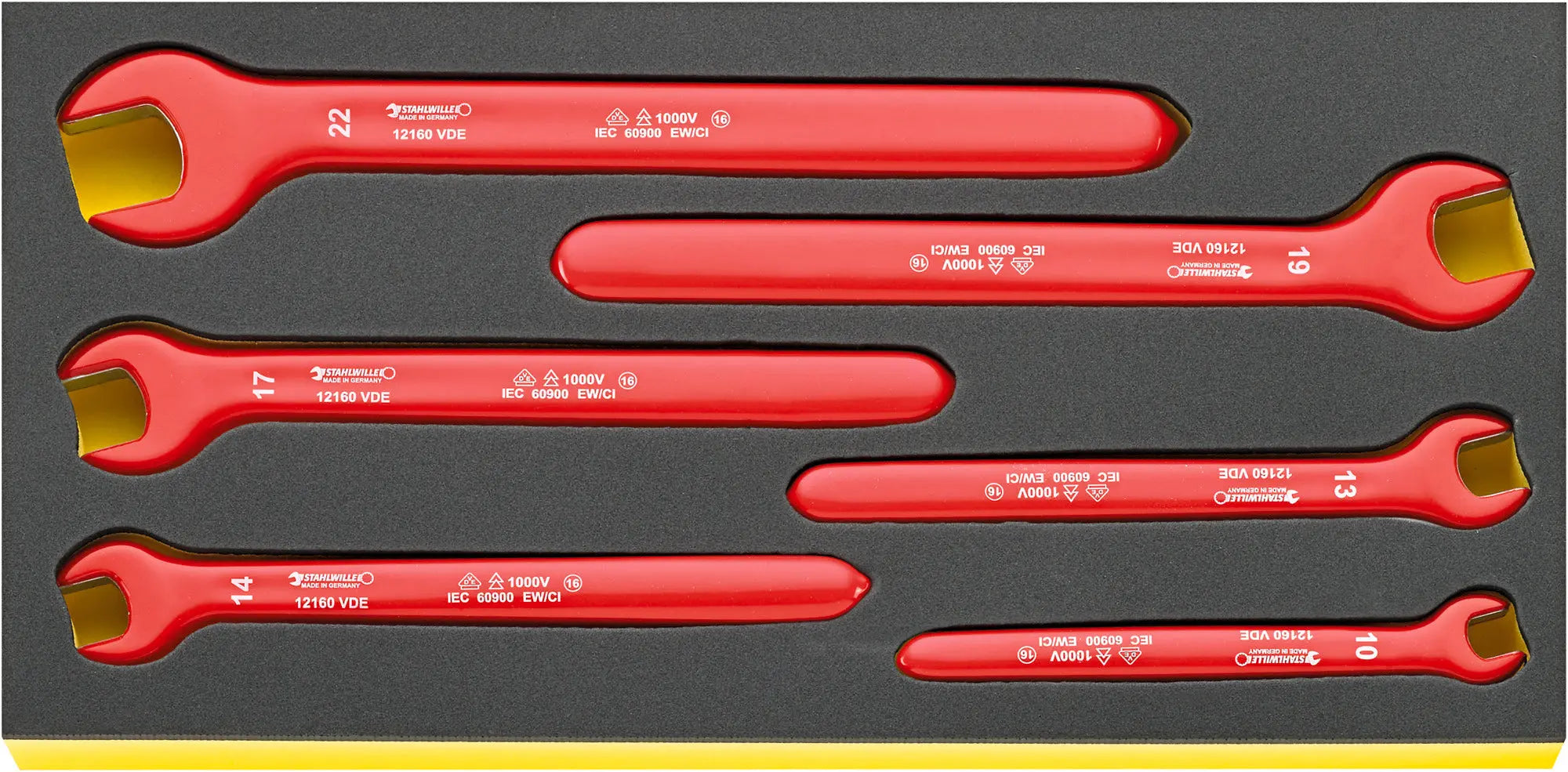 Stahlwille Set of 6 TCS VDE Single Open Ended Spanner Wrench, 10 - 22mm, 175 x 350 x 30mm - ST 96830042 Stahlwille