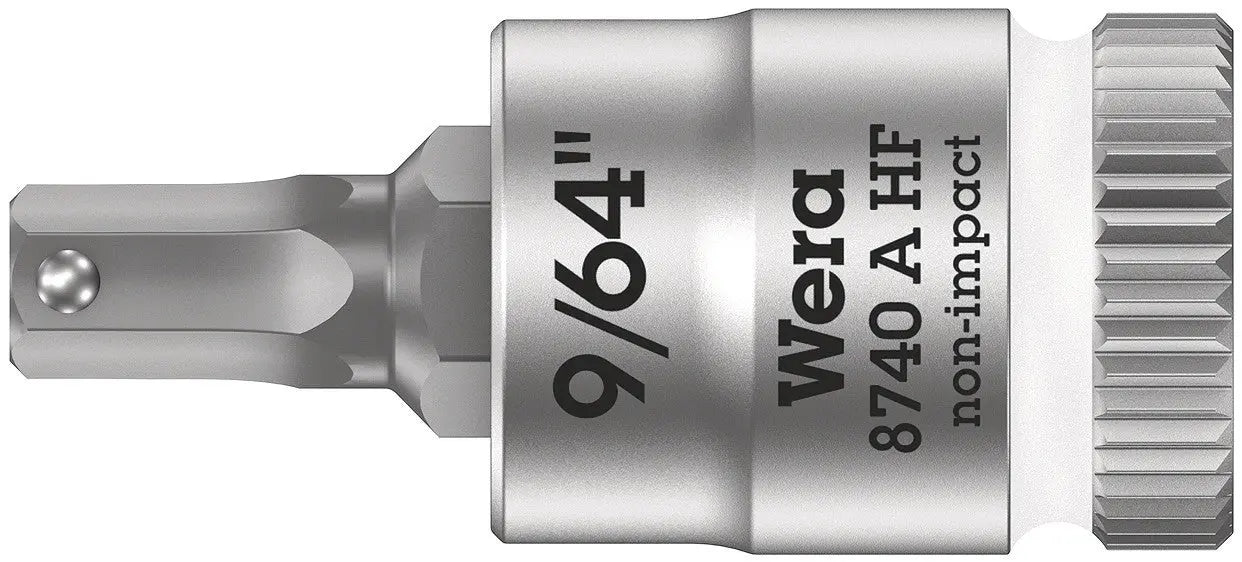 Wera 8740 A HF Hex-Plus SW 9/64" Zyklop bit socket with 1/4" drive holding function 05003384001 Wera