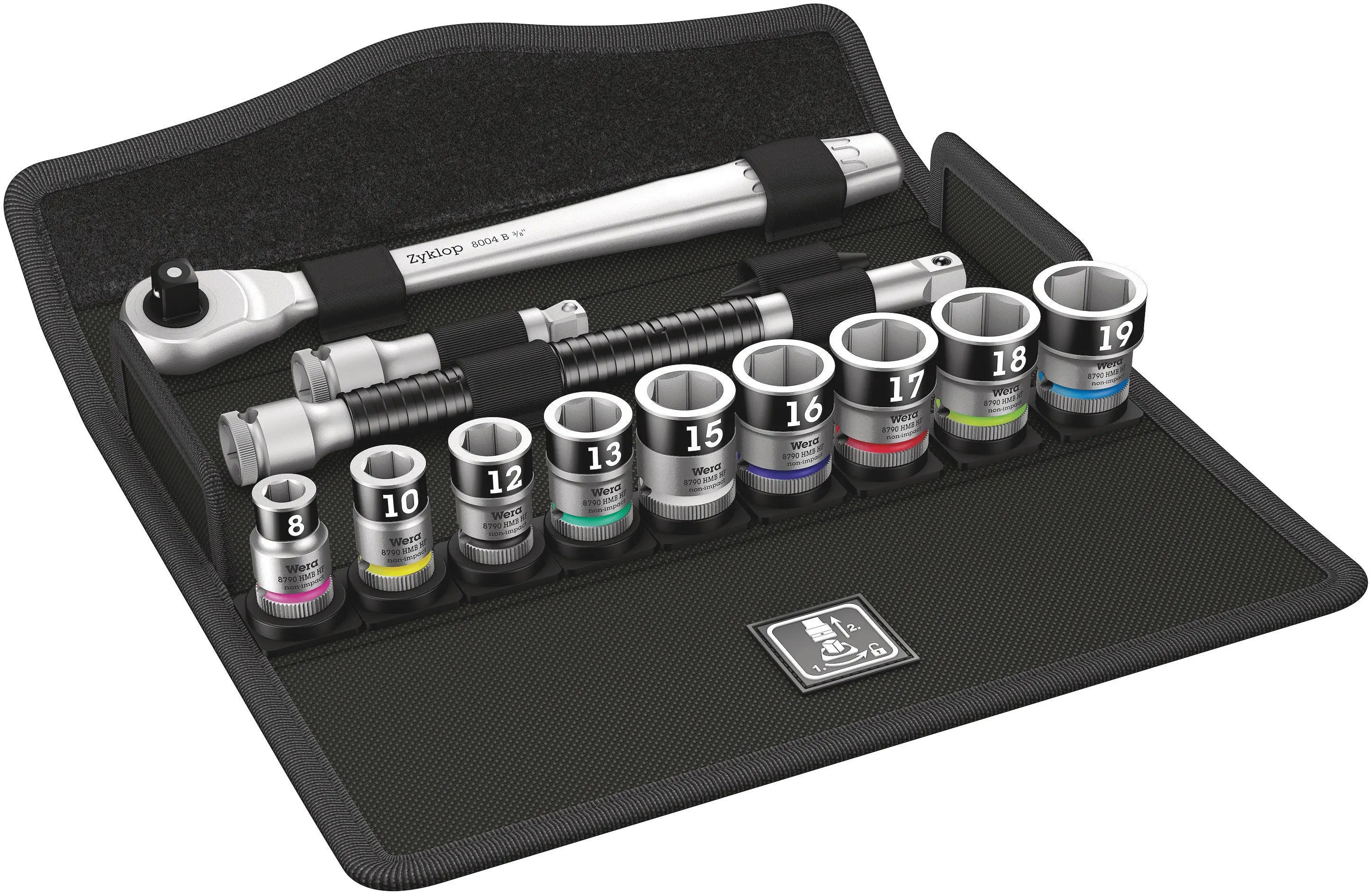 Wera 8100 SB HF 1 Zyklop Metal Ratchet Set Zyklop Metal Ratchet Set 3/8" 05003785001 Wera