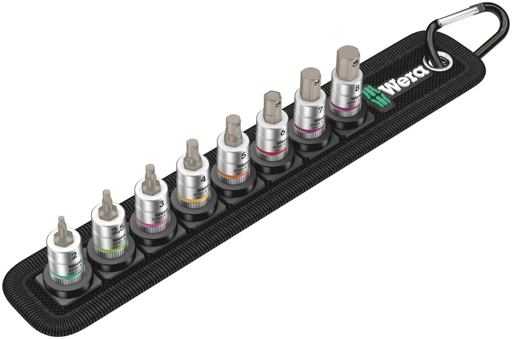 Wera Belt 2 Zyklop bit socket set with holding function, 1/4" drive, 8 pieces 05003881001 Wera