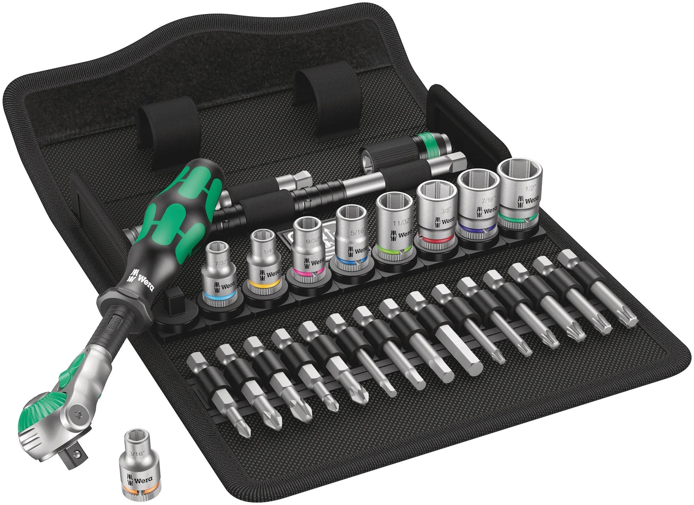 Wera 8100 SA 9 ZYKLOP SPEED RATCHET SET. IMPERIAL 1/4 28 PCS RATCHET SET 1/4" DRIVE IMPERIAL 05004019001 Wera