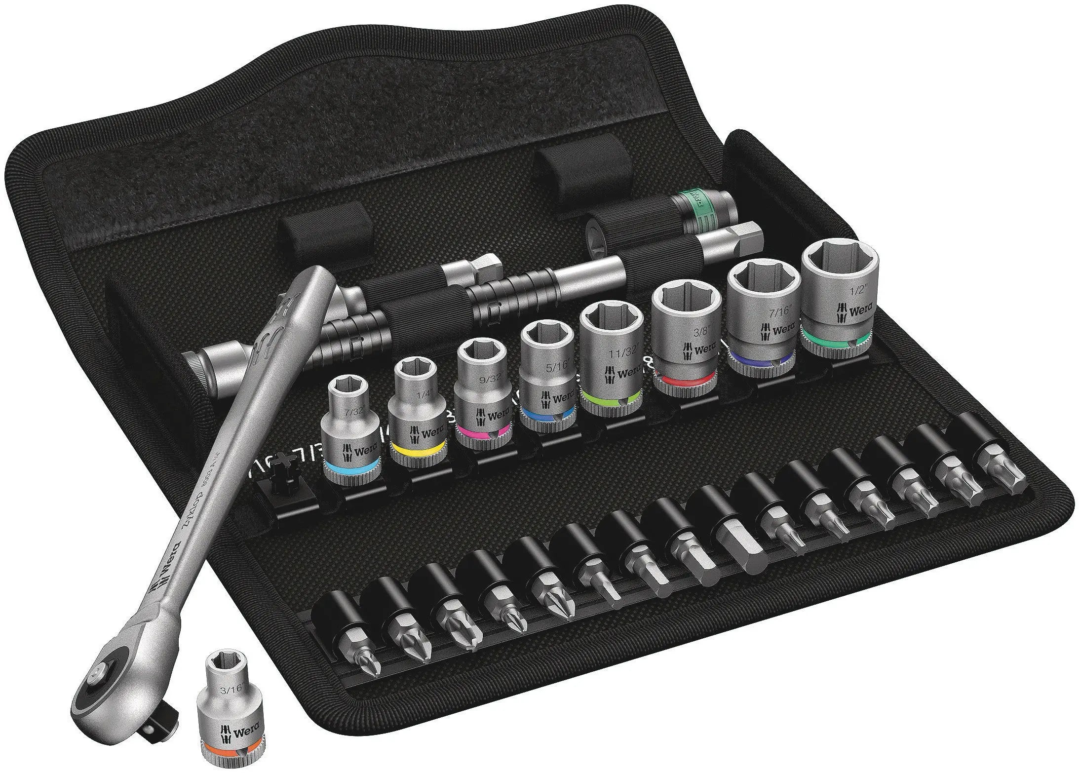 Wera 8100 SA 10 ZYKLOP METAL RATCHET SET. IMPERIAL 1/4 28 PCS RATCHET SET PUSH-THROUGH SQUARE IMPERIAL 05004020001 Wera