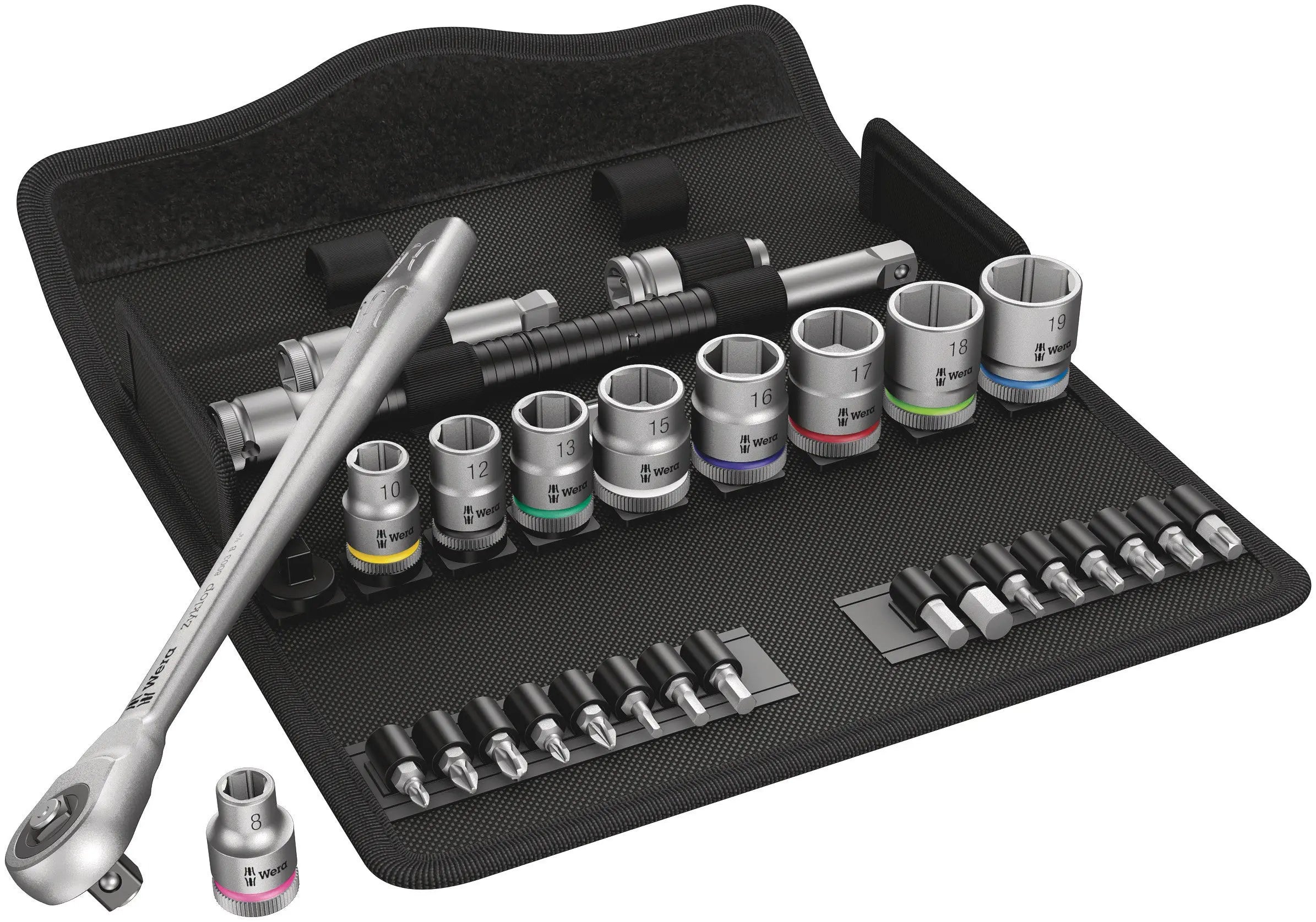 Wera 8100 SB 7 ZYKLOP METAL RATCHET SET 3/8 29 PCS RATCHET SET PUSH-THROUGH SQUARE METRIC 05004047001 Wera