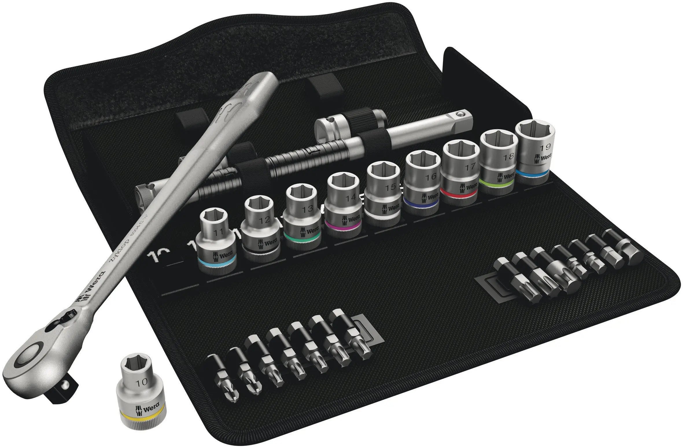 Wera 8100 SC 8 ZYKLOP METAL RATCHET SET 1/2 25 PCS RATCHET SET WITH SWITCH LEVER METRIC 05004078001 Wera