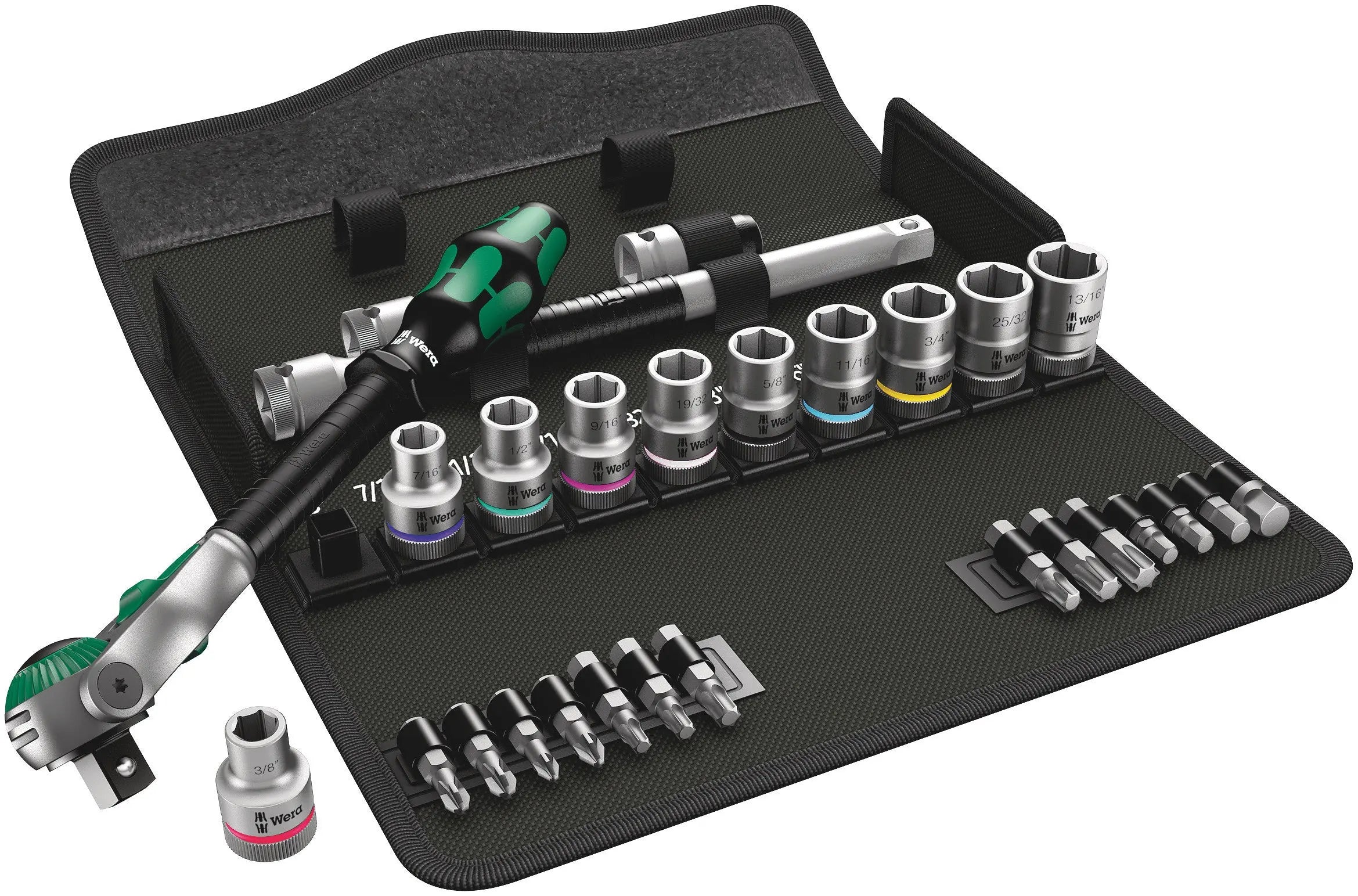 Wera 8100 SC 9 ZYKLOP SPEED RATCHET SET. IMPERIAL 1/2 28 PCS RATCHET SET 1/2" DRIVE IMPERIAL 05004079001 Wera
