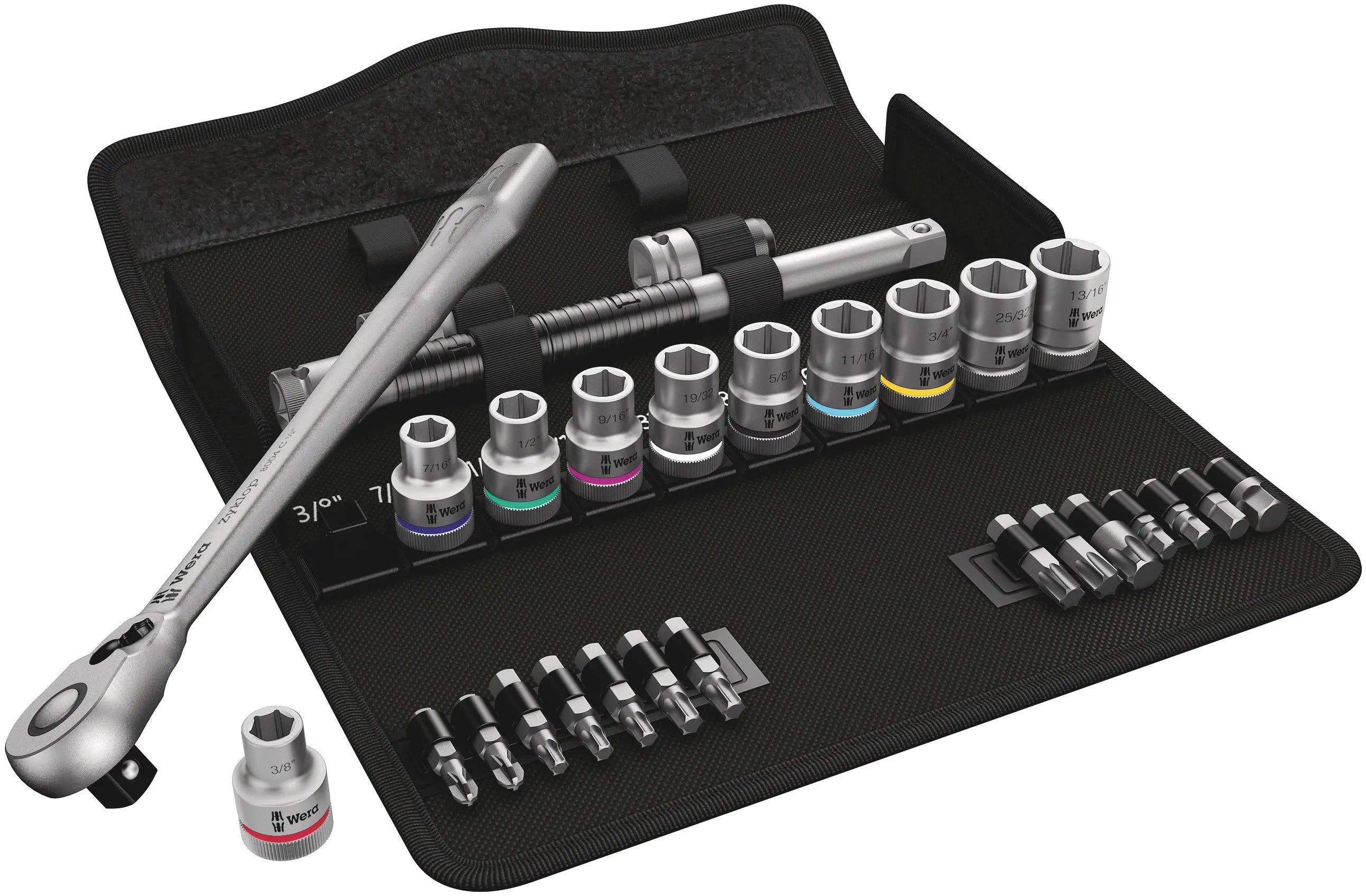 Wera 8100 SC 11 ZYKLOP METAL RATCHET SET. IMPERIAL 1/2 25 PCS RATCHET SET WITH SWITCH LEVER IMPERIAL 05004081001 Wera