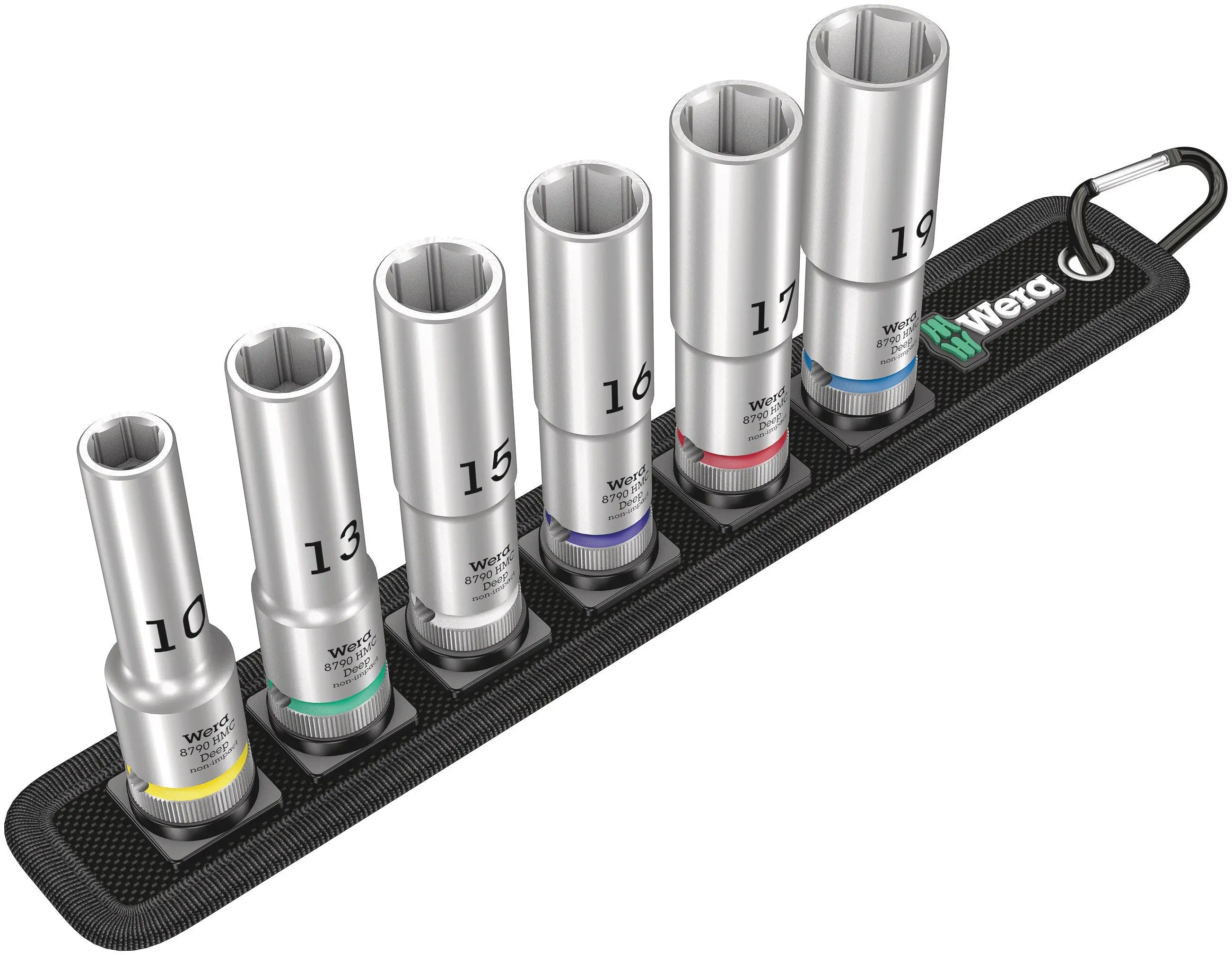 Wera Belt C Deep 1 (8790 HMC Deep Sockets on Belt - 6 piece set - SW 10/13/15/16/17/19) Same Sizes as Belt C 1 (SW 10 - SW 19) 05004565001 Wera