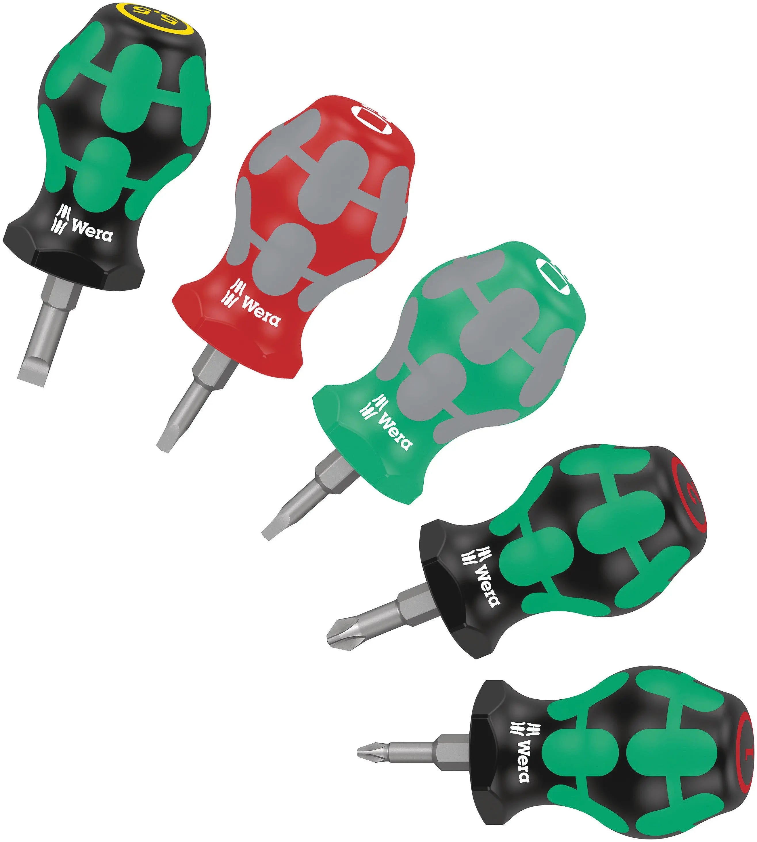 Wera Stubby Set, 5pc Phillips, Slotted, Square 05008872001 Wera