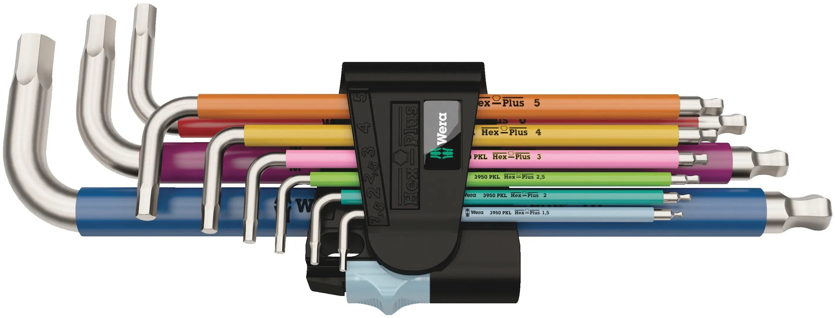 Wera 3950 SPKL/9 SM STAINLESS STEEL MULTICOLOUR LONG ARM HEX KEY SET 05022669001 Wera