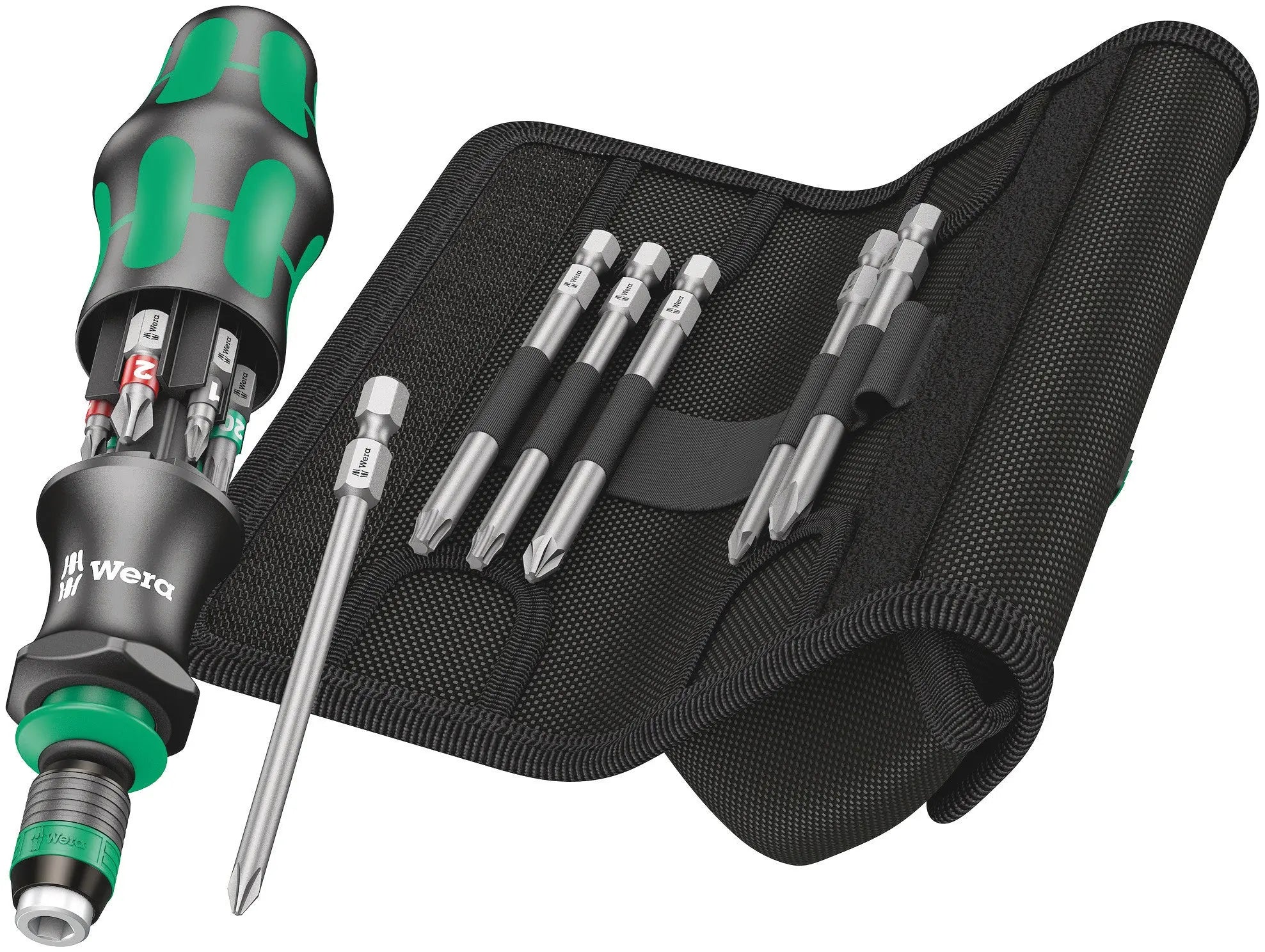 Wera Kraftform Kompakt 20 Tool Finder 2 including Pouch and additionally 89 mm Bits = PH1,2 - PZ1,2 - TX 20,25 05051017001 Wera