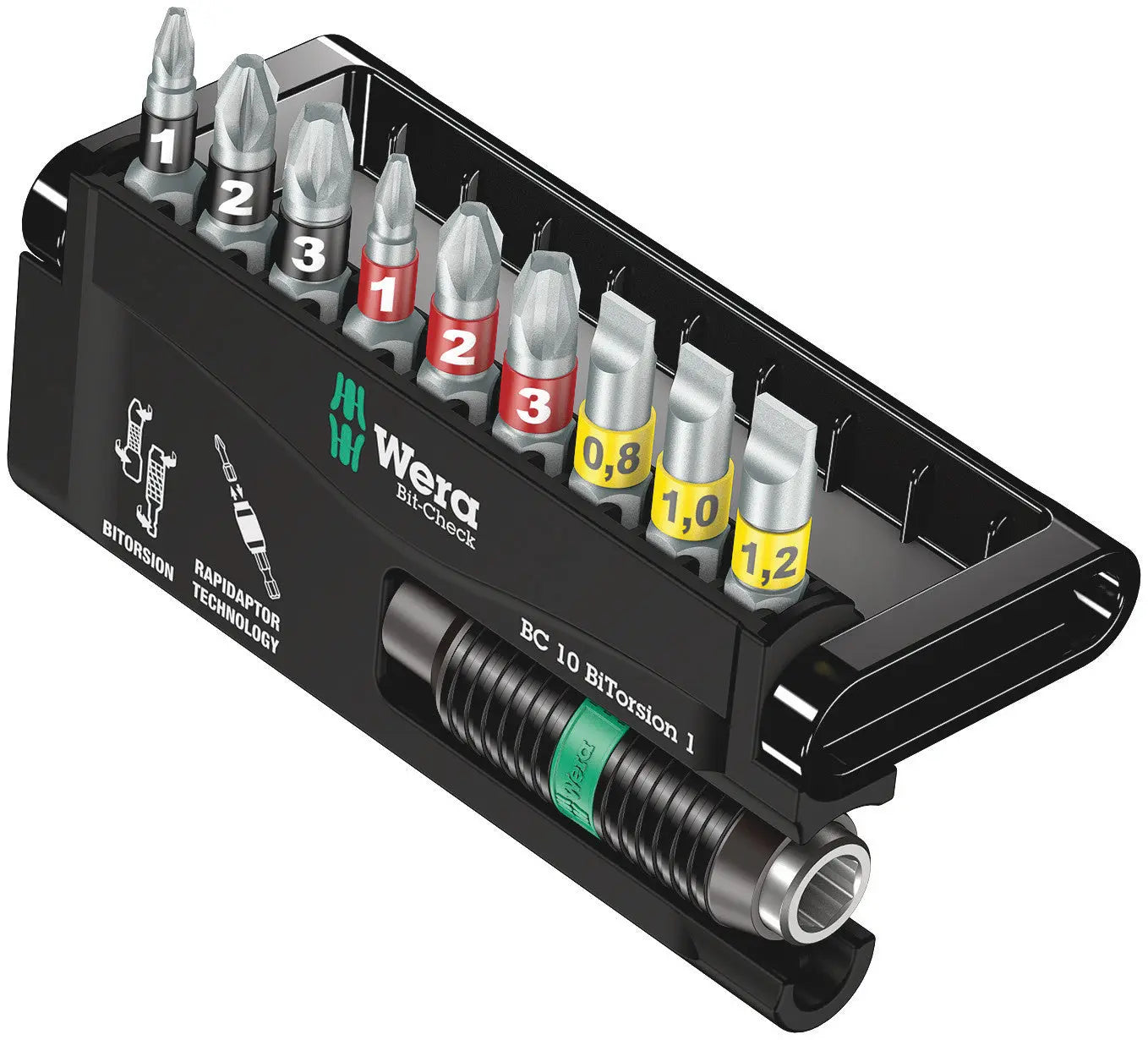 Wera BIT-CHECK 10 BITORSION 1 BITS ASSORTMENT BITORSION 05056374001 Wera