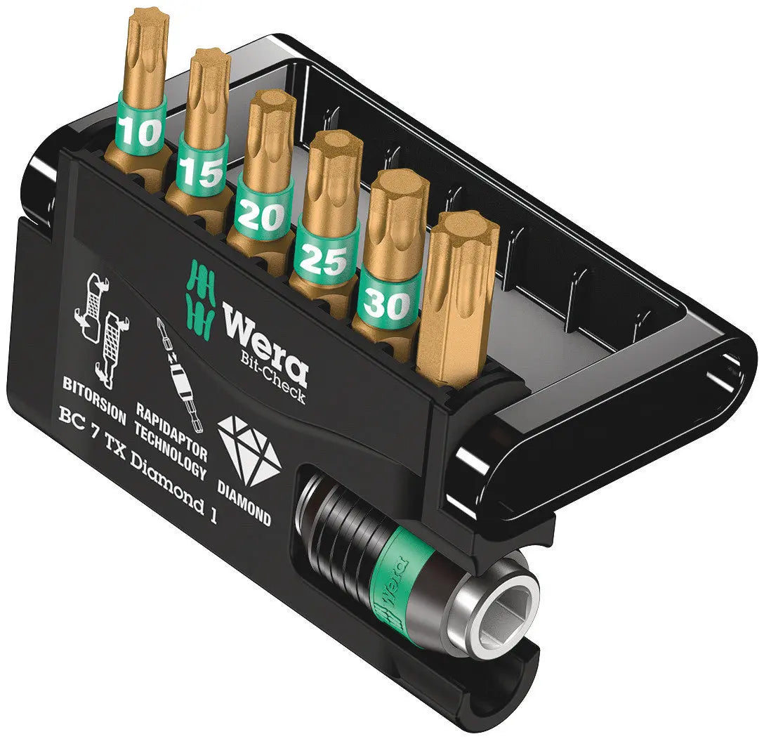 Wera BIT-CHECK 7 TX DIAMOND 1 TORX-BITS + UNIVERSAL BITHOLDER 05057415001 Wera