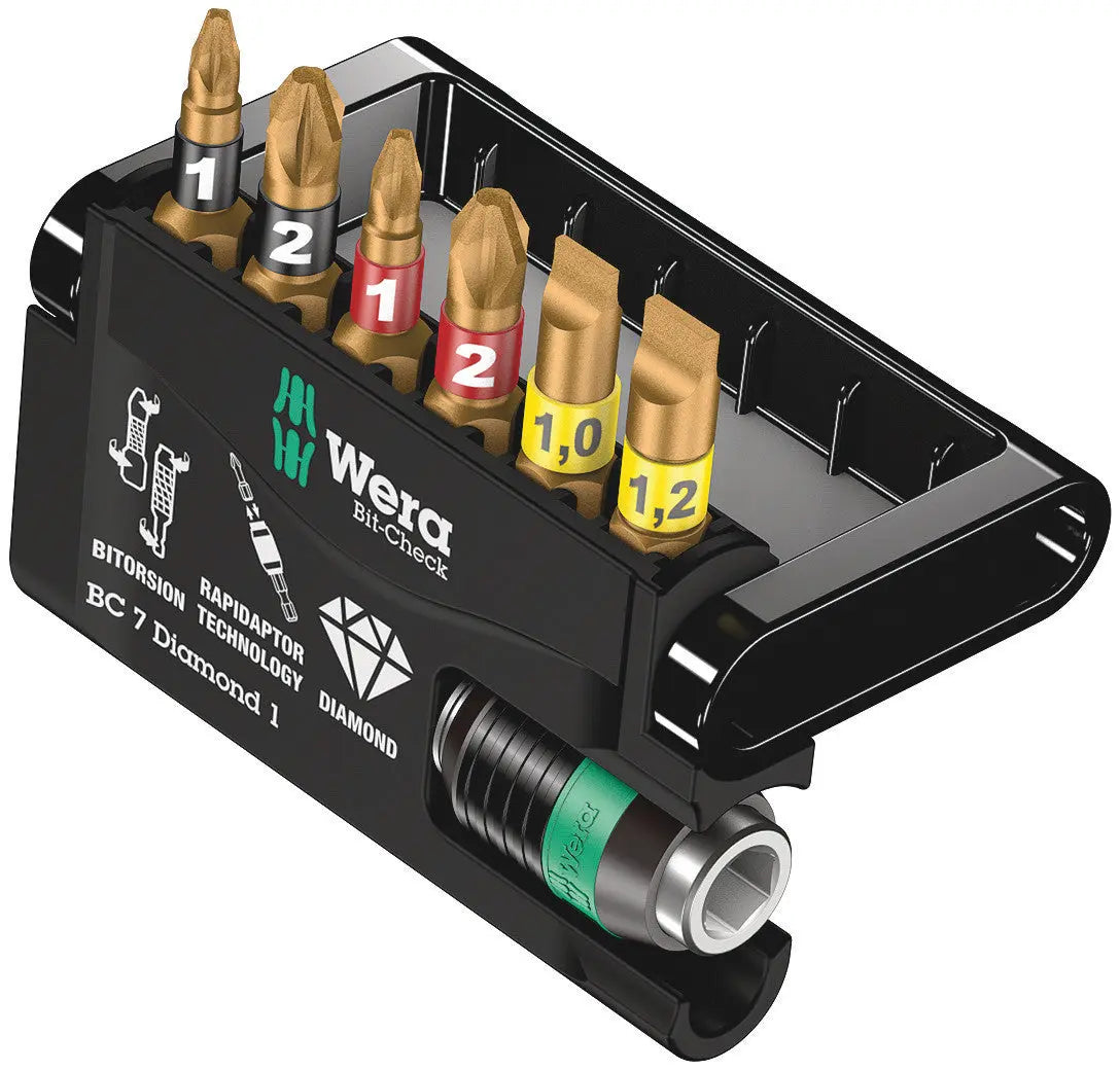 Wera BIT-CHECK 7 DIAMOND 1 BITS ASSORTMENT + UNIVERSAL BITHOLDER 05057416001 Wera