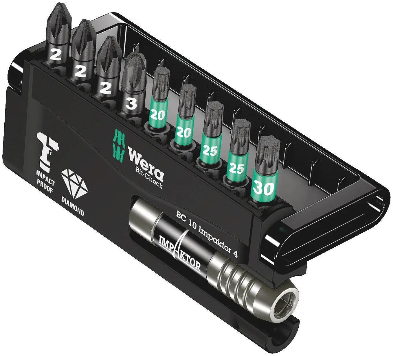 Wera BIT-CHECK 10 IMPAKTOR 4 BITS-ASSORTMENT 05057417001 Wera