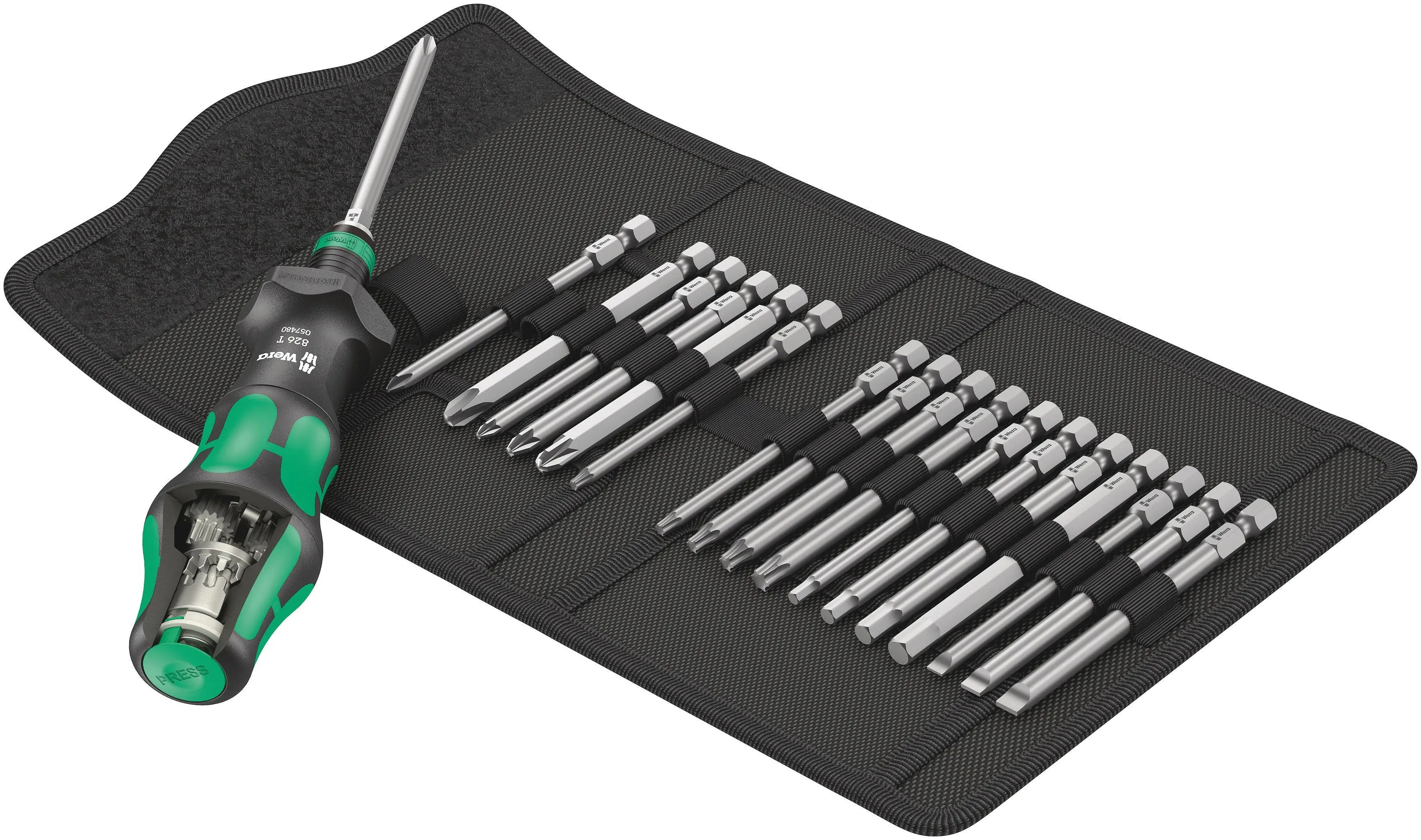 Wera Kraftform Kompakt Turbo Set with Bits & Pouch Metric 05057482001 Wera