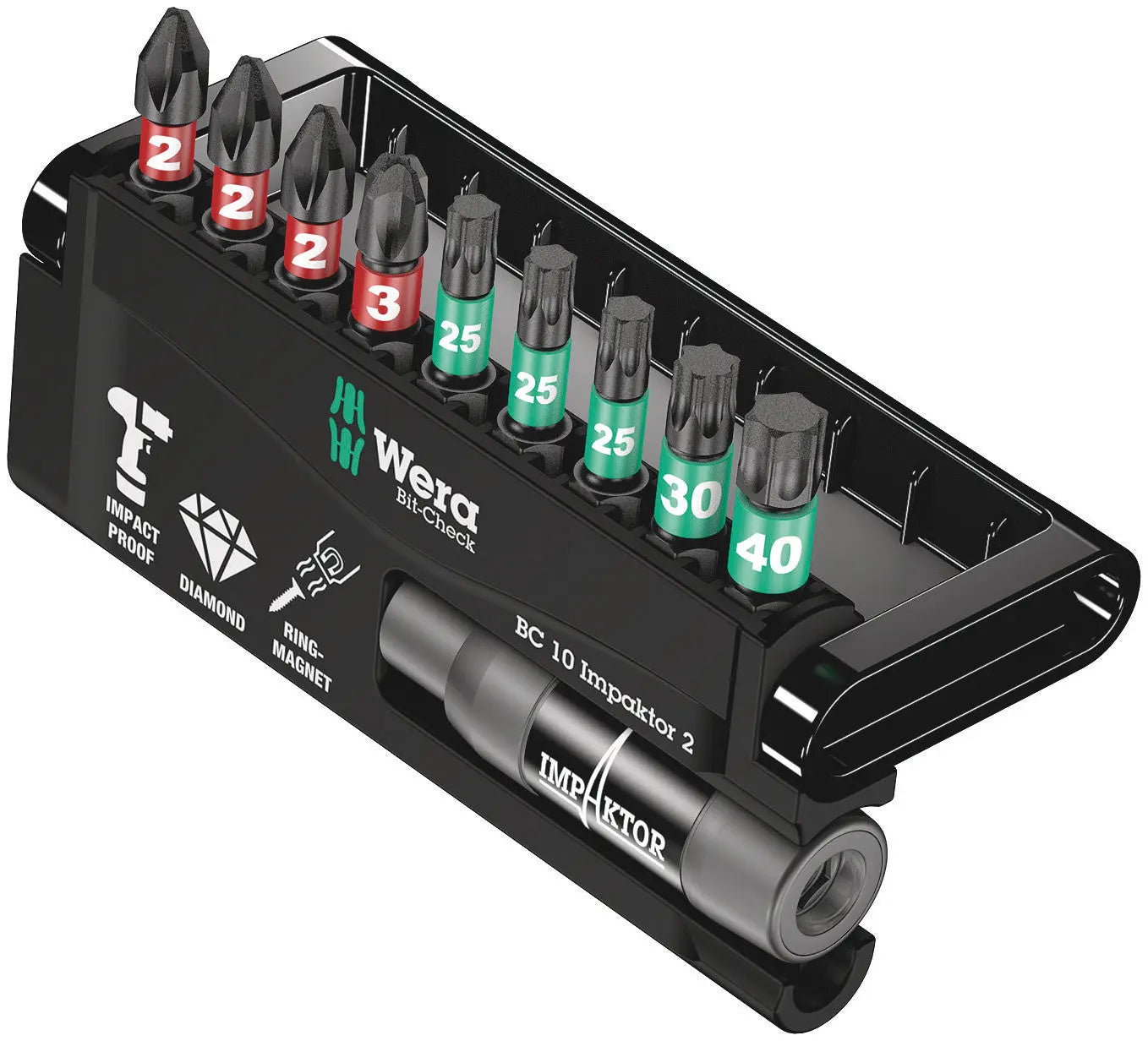 Wera BIT-CHECK 10 IMPAKTOR 2 BITS-ASSORTMENT 05057682001 Wera