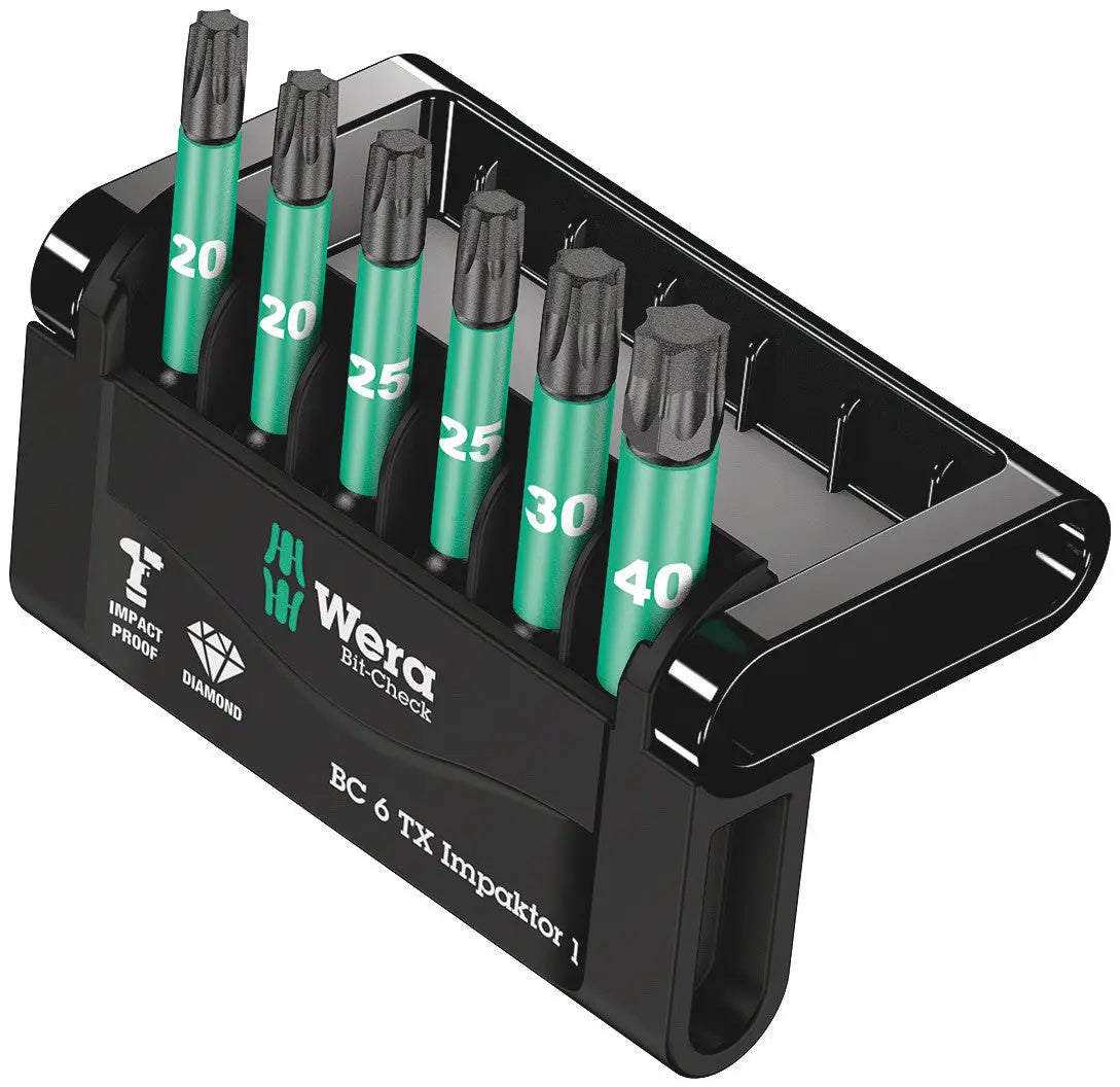 Wera BIT-CHECK 6 TX IMPAKTOR 1 BITS FOR TX SCREWS 05057693001 Wera