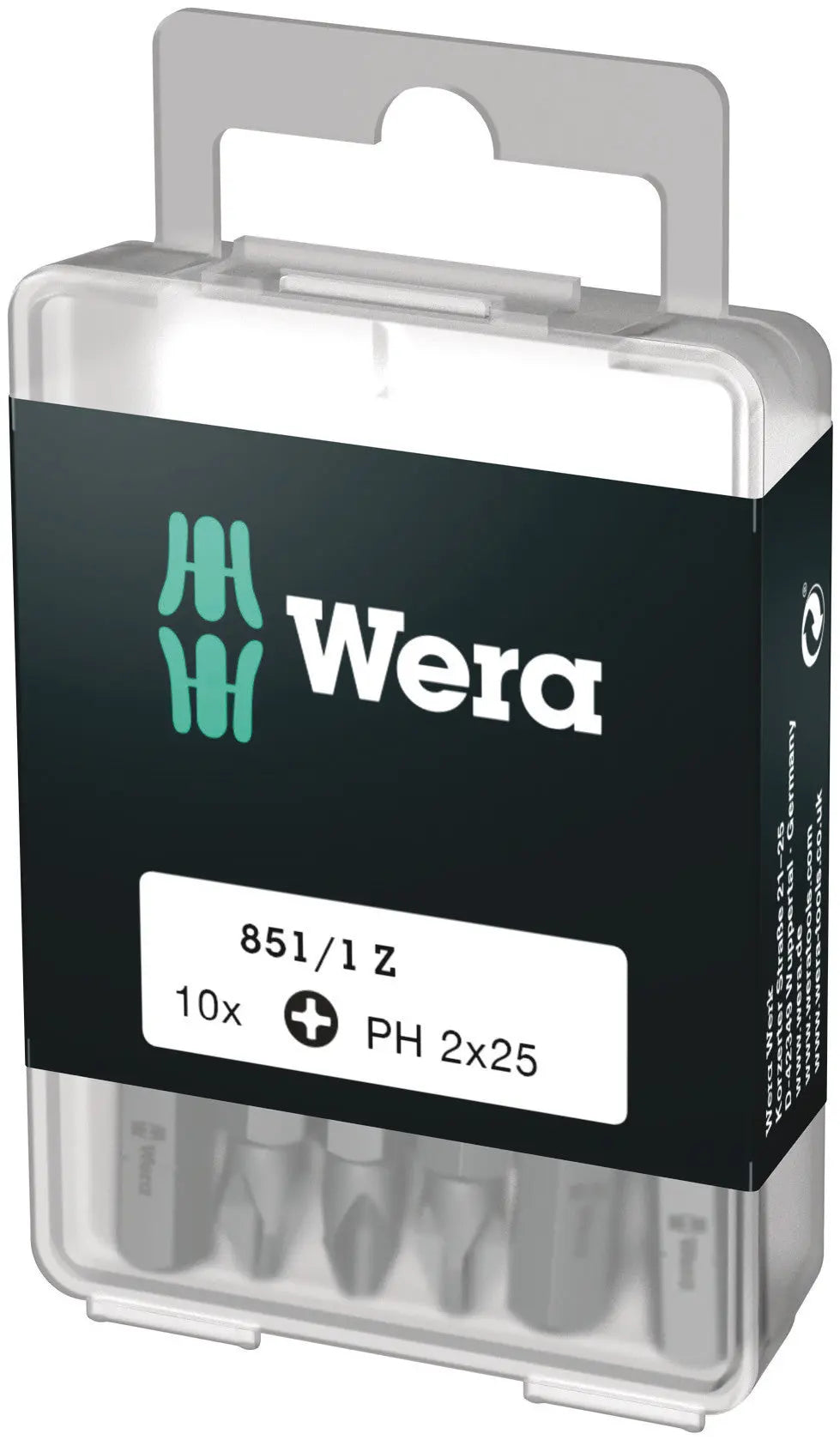 Wera 851/1 Z PH 2 X 25 MM DIY-BOX BITS FOR PHILLIPS SCREWS DIY-BOX 05072401001 Wera