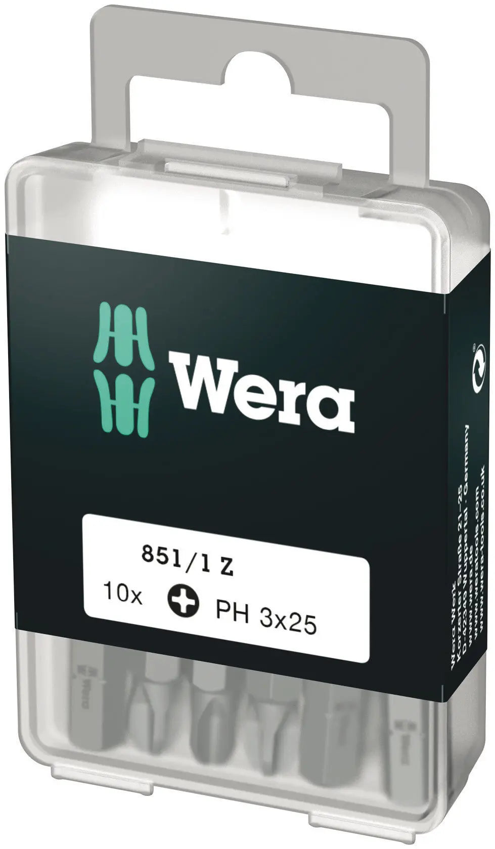 Wera 851/1 Z PH 3 X 25 MM DIY-BOX BITS FOR PHILLIPS SCREWS DIY-BOX 05072402001 Wera