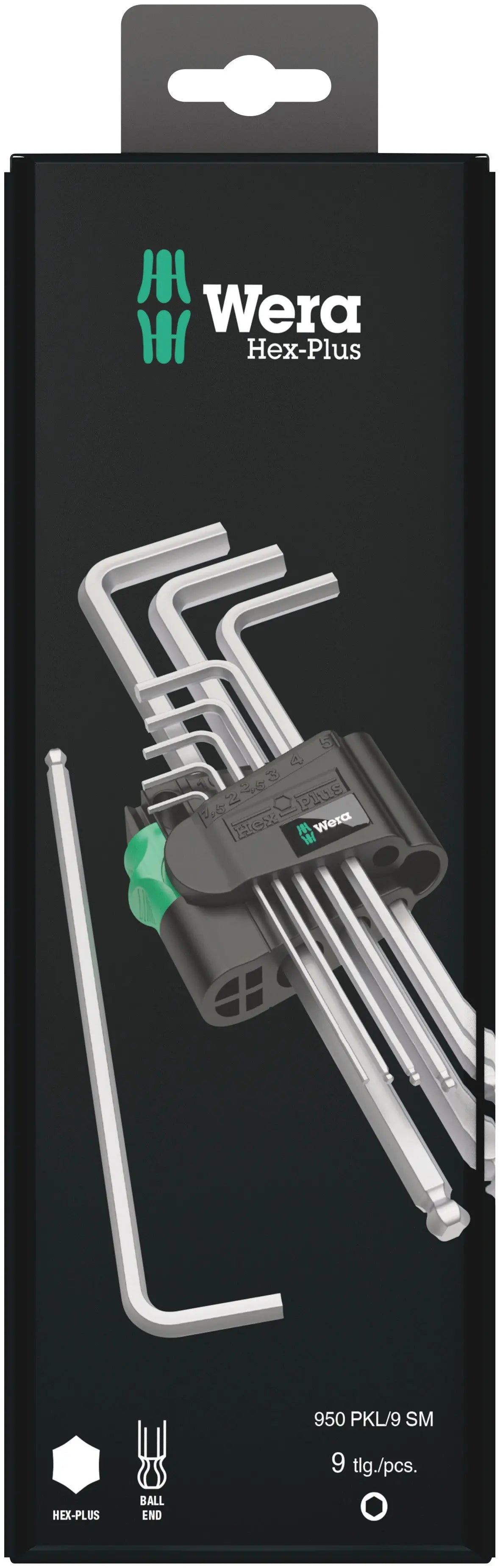 Wera 950 PKL/9 SB LONG ARM HEX KEY SET (1 PACK) 05073391001 Wera