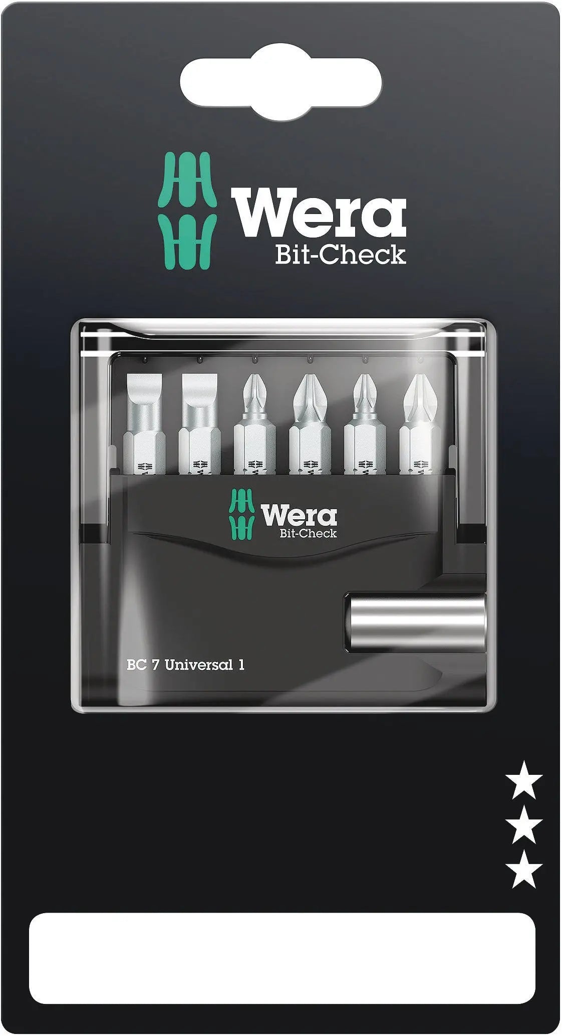 Wera BIT-CHECK 7 UNIVERSAL 1 SB BITS ASSORTMENT 05073406001 Wera