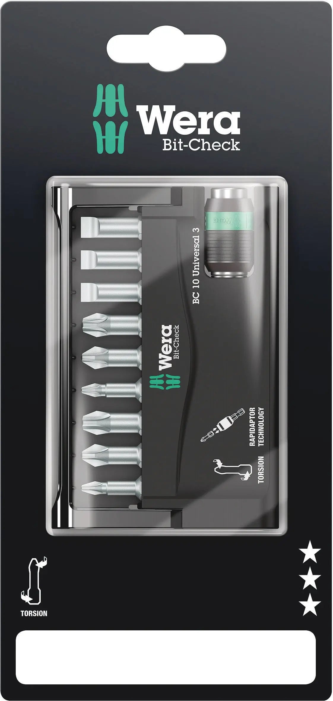 Wera BIT-CHECK 10 UNIVERSAL 3 SB BITS ASSORTMENT 05073410001 Wera