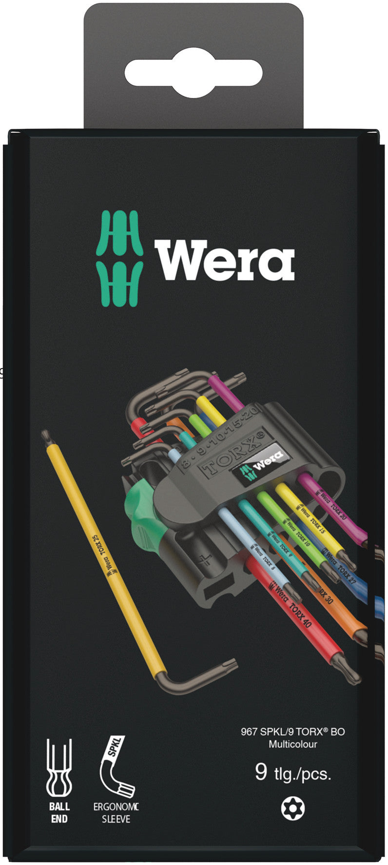 Wera 967 SPKL/9 TX BO MULTICOLOUR SB L-KEY SET FOR TAMPER-PROOF TORX SCREWS 05073599001