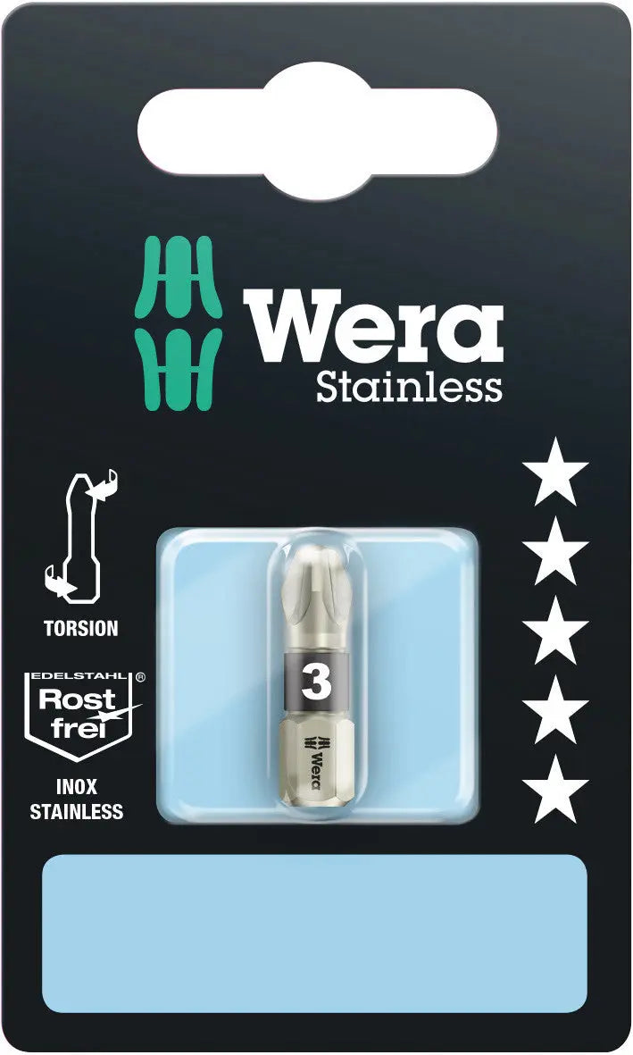 Wera 3855/1 TS PZ 3 X 25 MM SB BITS FOR POZIDRIV SCREWS 05073615001 Wera