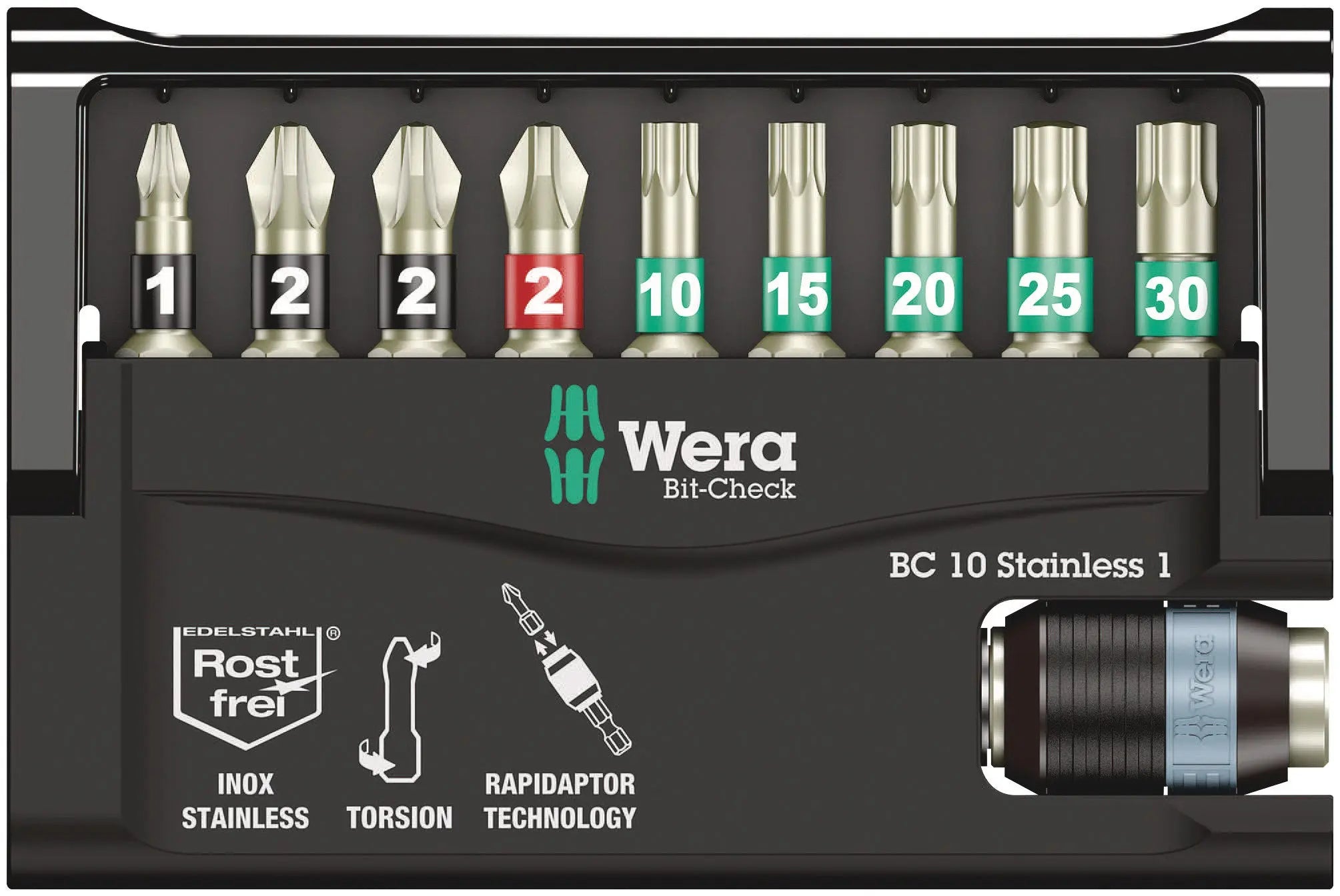 Wera BIT-CHECK 10 STAINLESS 1 SB BITS ASSORTMENT 05073630001 Wera