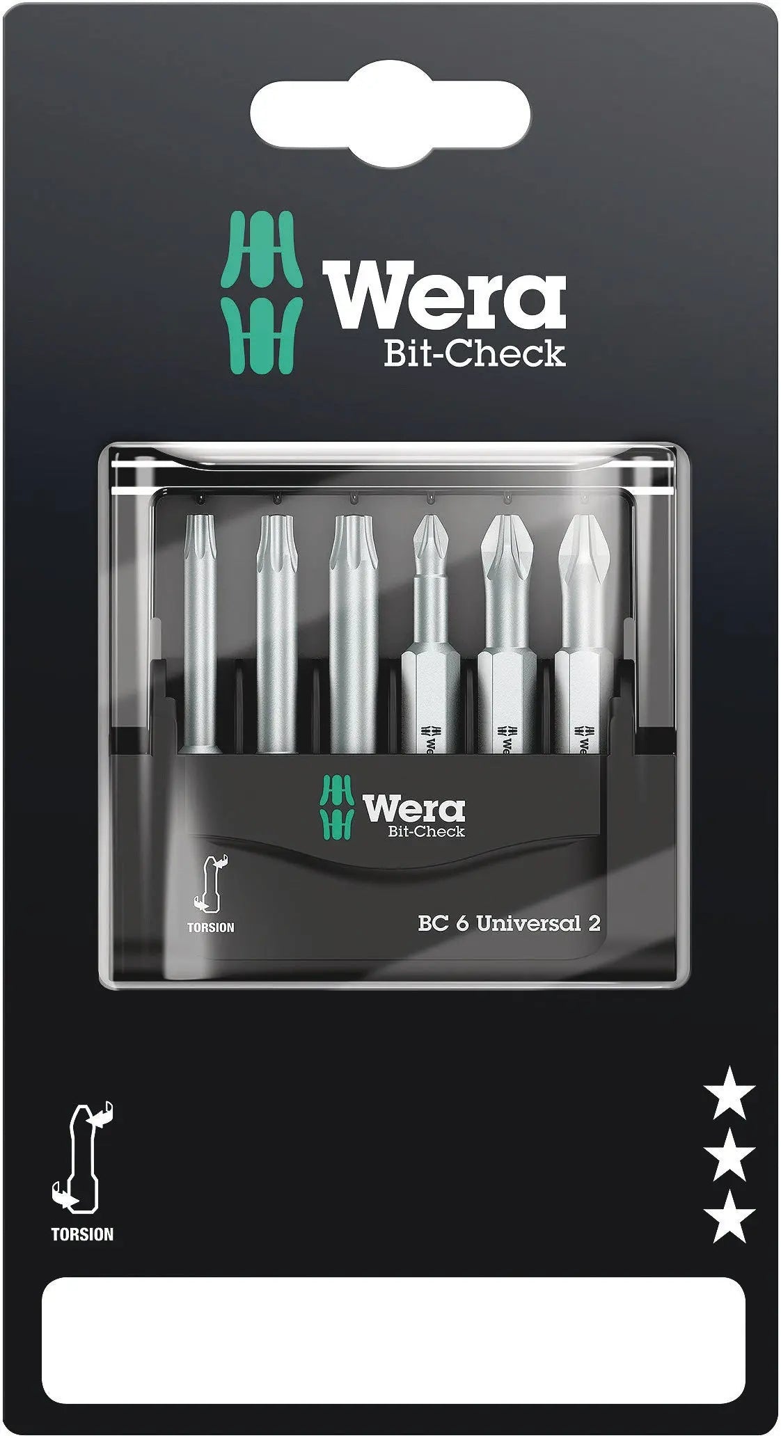 Wera BIT-CHECK 6 UNIVERSAL 2 SB BITS FOR PH/PZ/TX SCREWS 05073638001 Wera