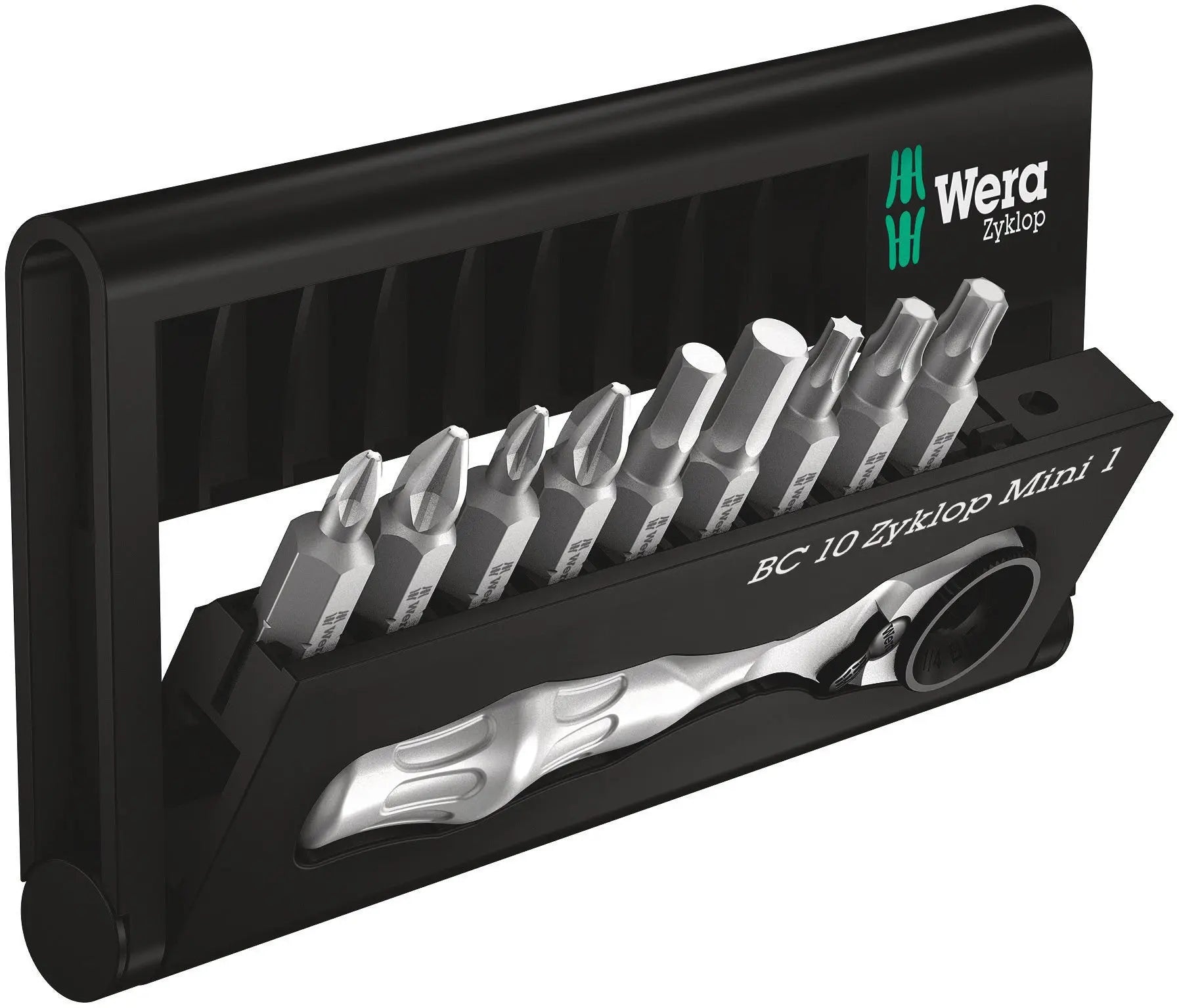 Wera KRAFTFORM KOMPAKT ZYKLOP MINI 1 BITS ASSORTMENT WITH RATCHET 05073645001 Wera