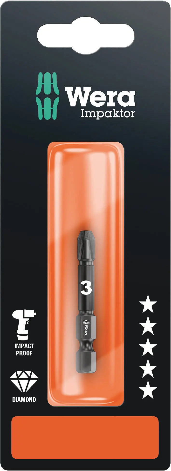 Wera 855/4 IMP DC PZ 3 X 50 MM SB POZIDRIV-BITS, IMPACT 05073962001 Wera