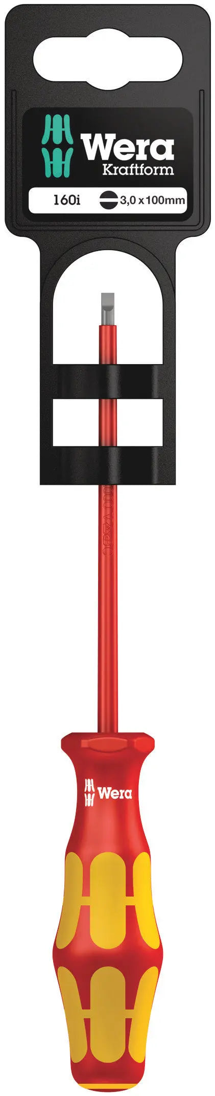 Wera 160I 0.5 X 3.0 X 100 MM HANG-TAG VDE-INSULATED SCREWDRIVER 05100001001 Wera
