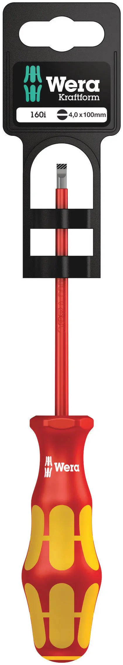 Wera 160I 0.8 X 4.0 X 100 MM HANG-TAG VDE-INSULATED SCREWDRIVER 05100003001 Wera