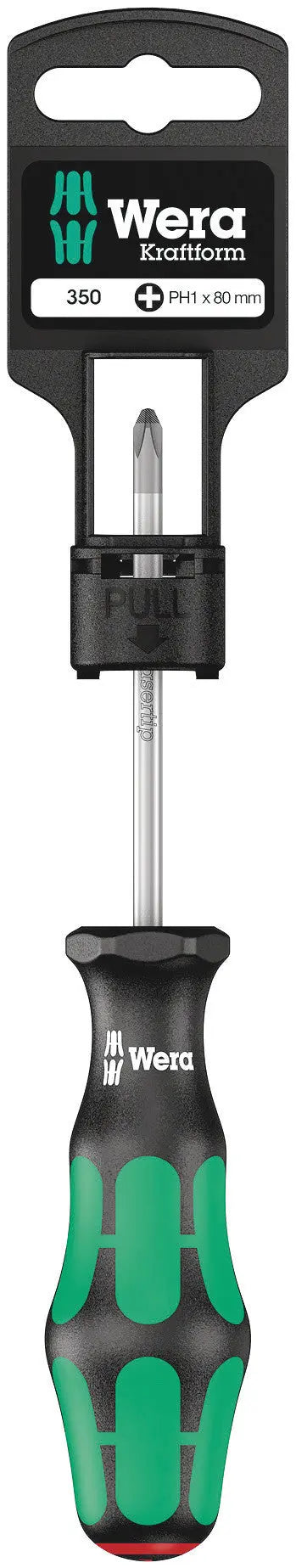 Wera 350 PH 1 X 80 MM HANG-TAG S/DRIVER FOR PHILLIPS SCREWS 05100051001 Wera