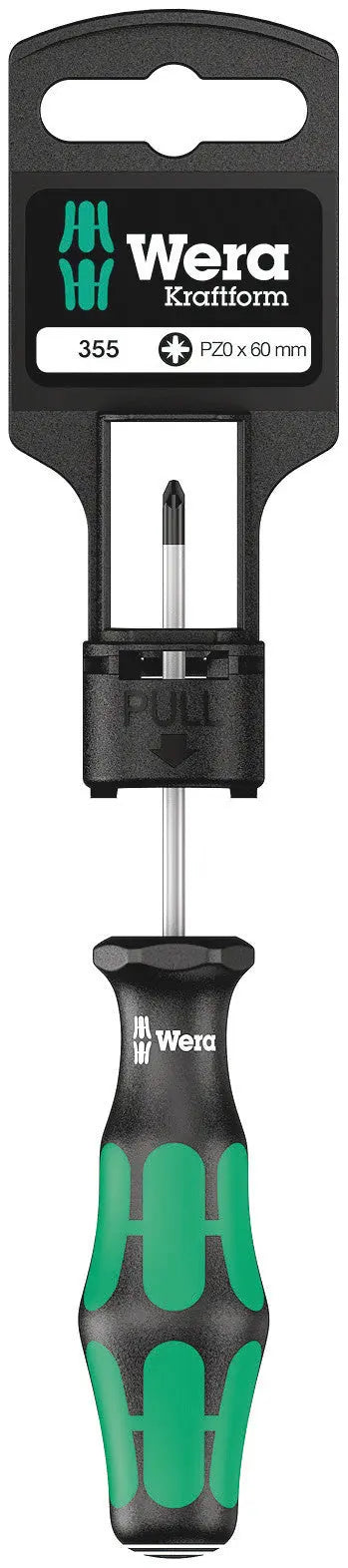 Wera 355 PZ 0 X 60 MM HANG-TAG S/DRIVER FOR POZIDRIV SCREWS 05100055001 Wera