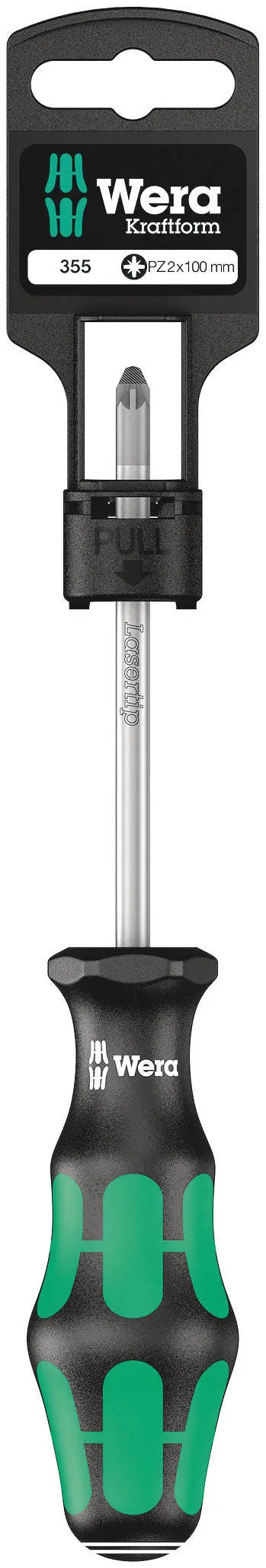 Wera 355 PZ 2 X 100 MM HANG-TAG S/DRIVER FOR POZIDRIV SCREWS 05100057001 Wera